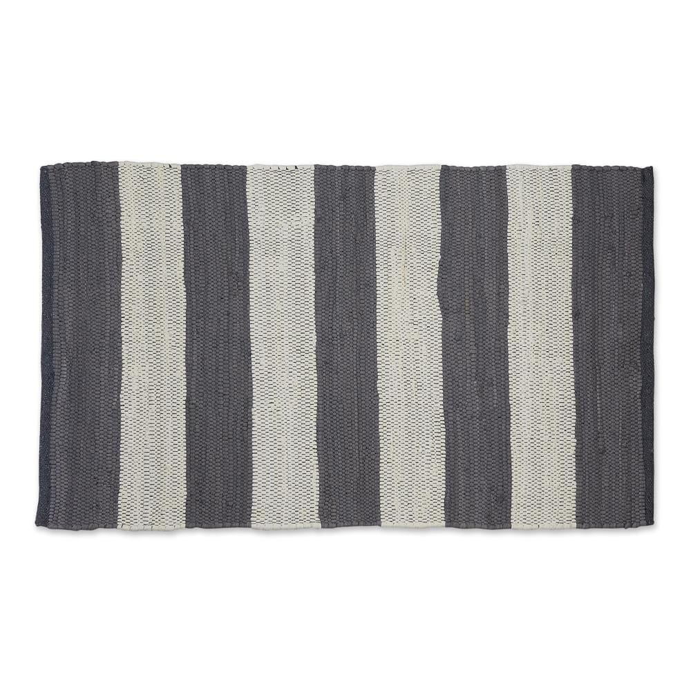 DII CAMZ12129 Rag rug Cotton White and black Rectangular Indoor/Outdoor Stripe Area rug