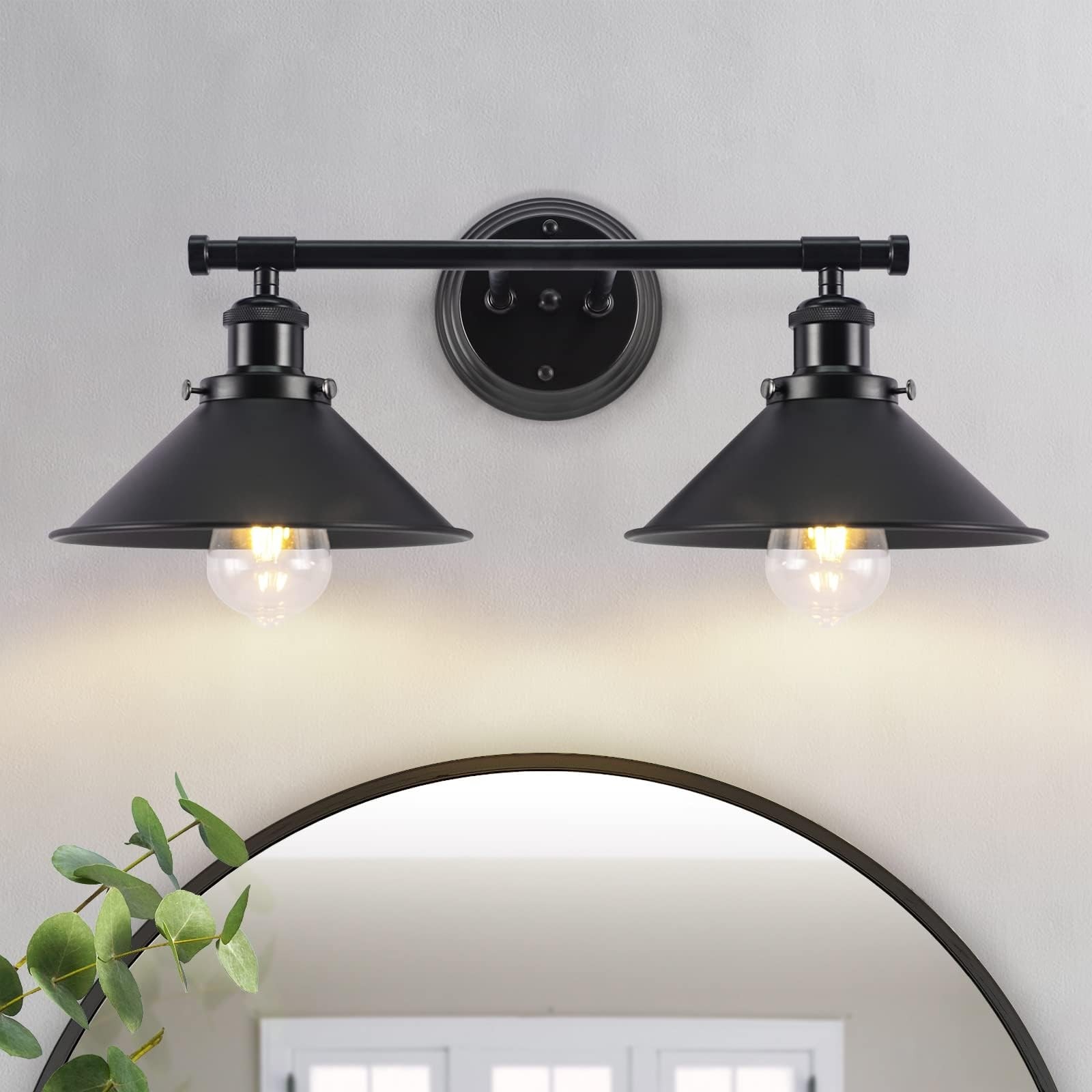 Slagawa  Matte Black 2-Light Wall Sconce 20 Inch Farmhouse Vanity Light for Bathroom Mirror
