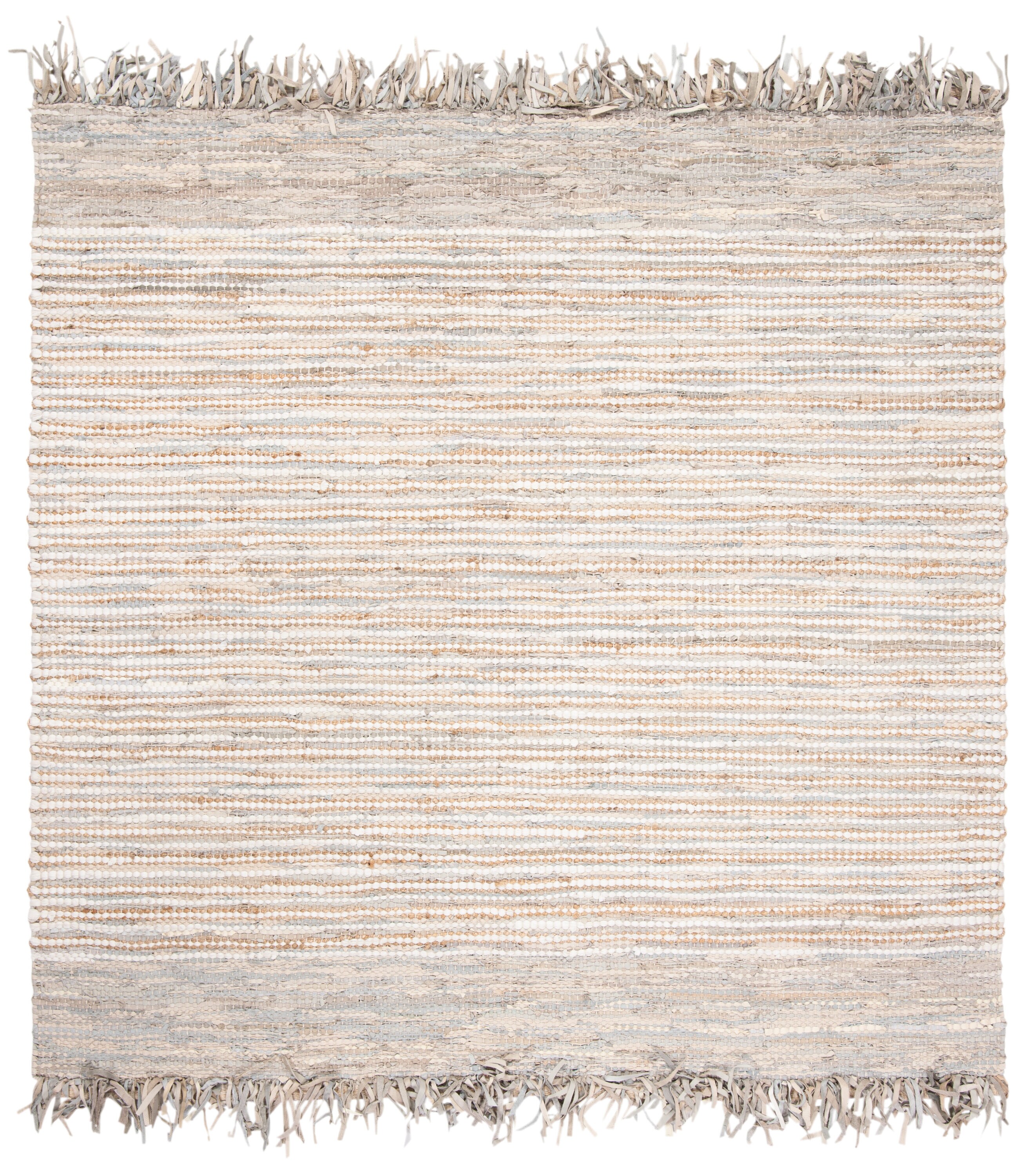 Handmade Vintage Leather Multicolor 6' Square Area Rug
