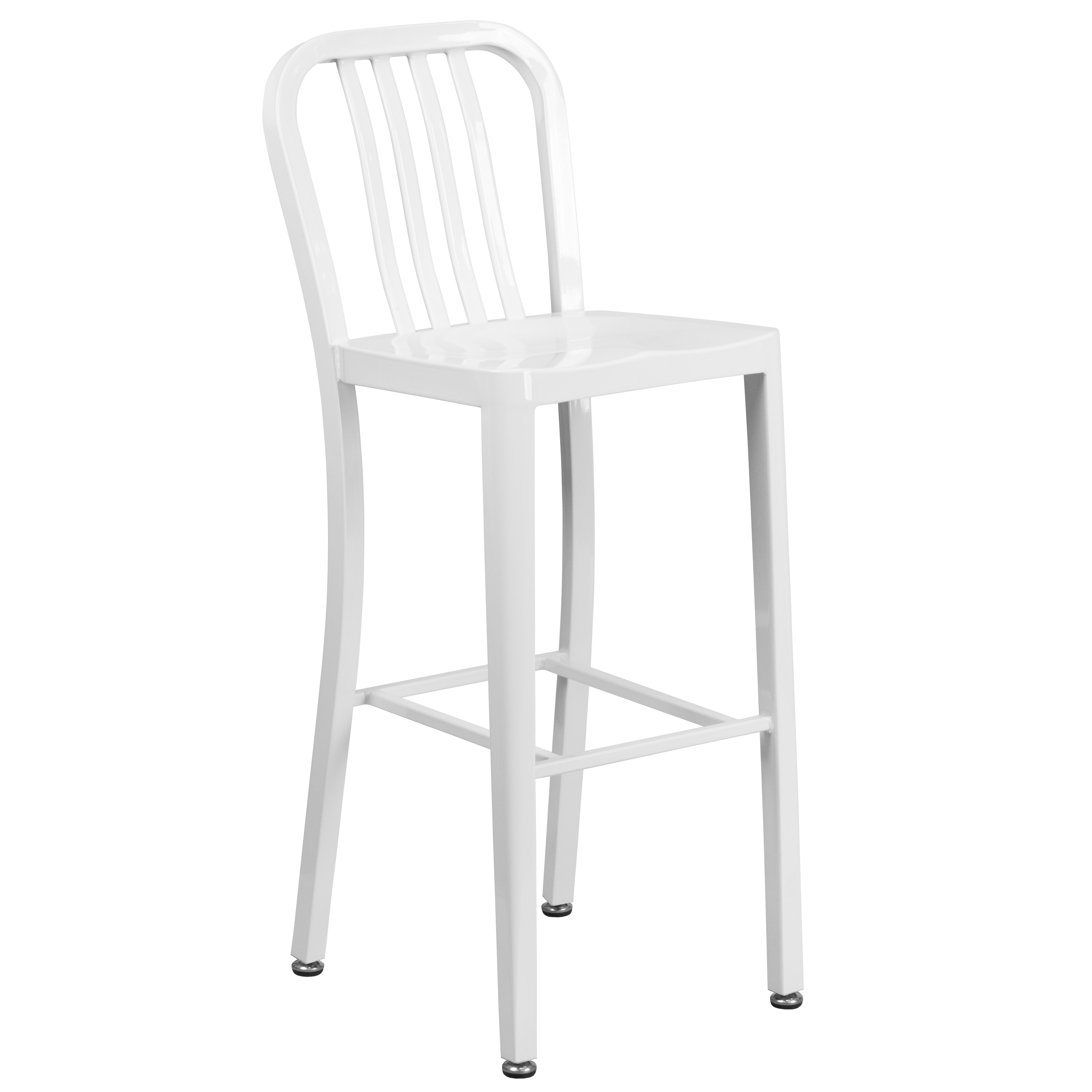 Flash Furniture 889142059943 Gael White 30.25-Inches H Bar height Square seat Metal Bar Stool and Back