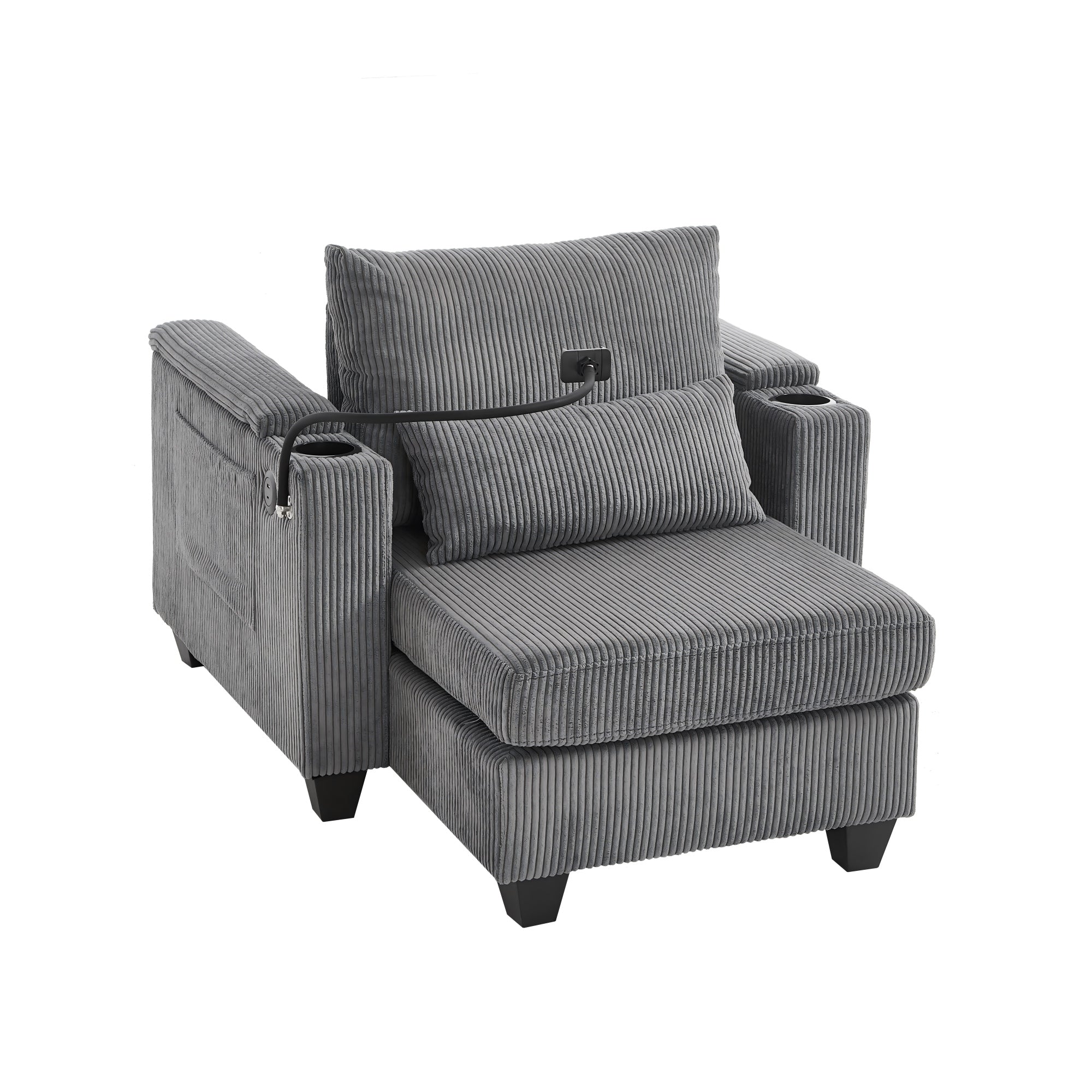 Boyel Living - Convertible Chaise Lounge 37.4 inch Sofa Chair Sofa Bed Corduroy Sleeper Sofa with...