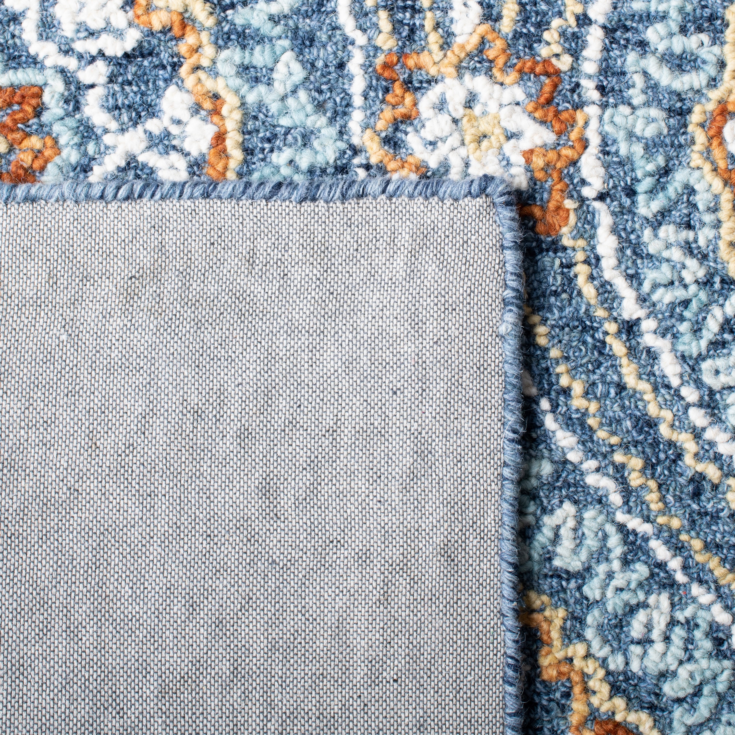 Handmade Blue Floral Wool 8' x 10' Tufted Area Rug