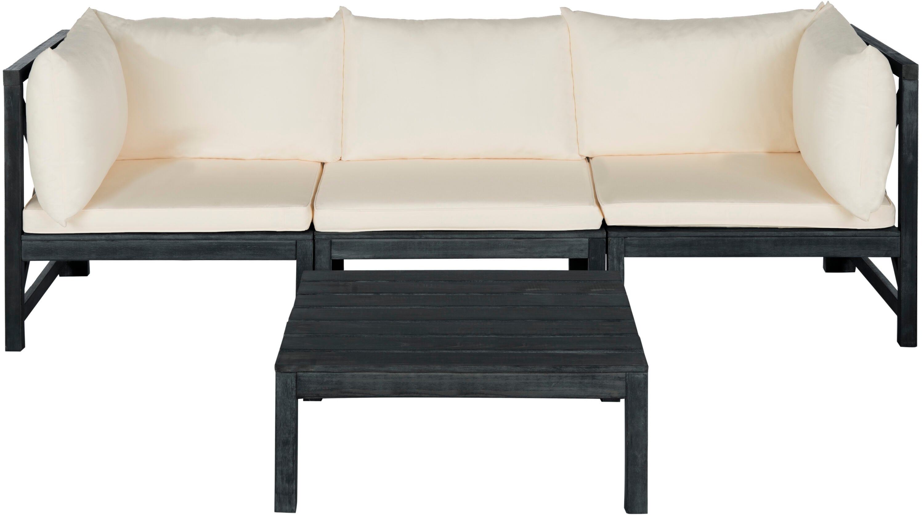 Safavieh PAT6713K Lynwood 4 -Piece Patio Conversation Set with Brown Cushions