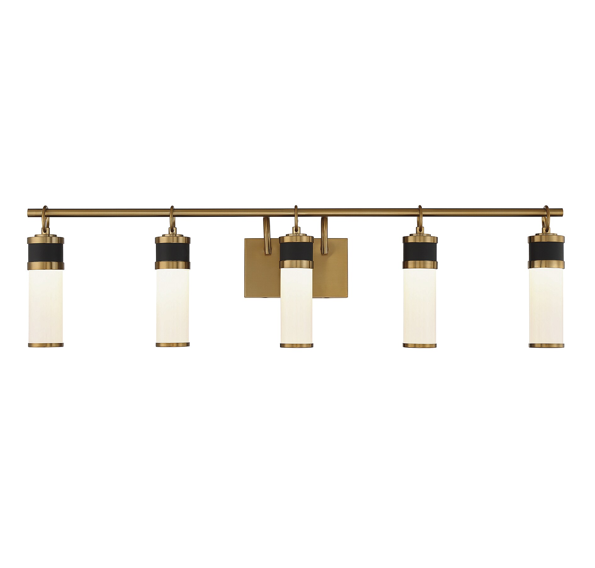 Matte Black and Warm Brass 5-Light LED Bathroom Vanity Fixture