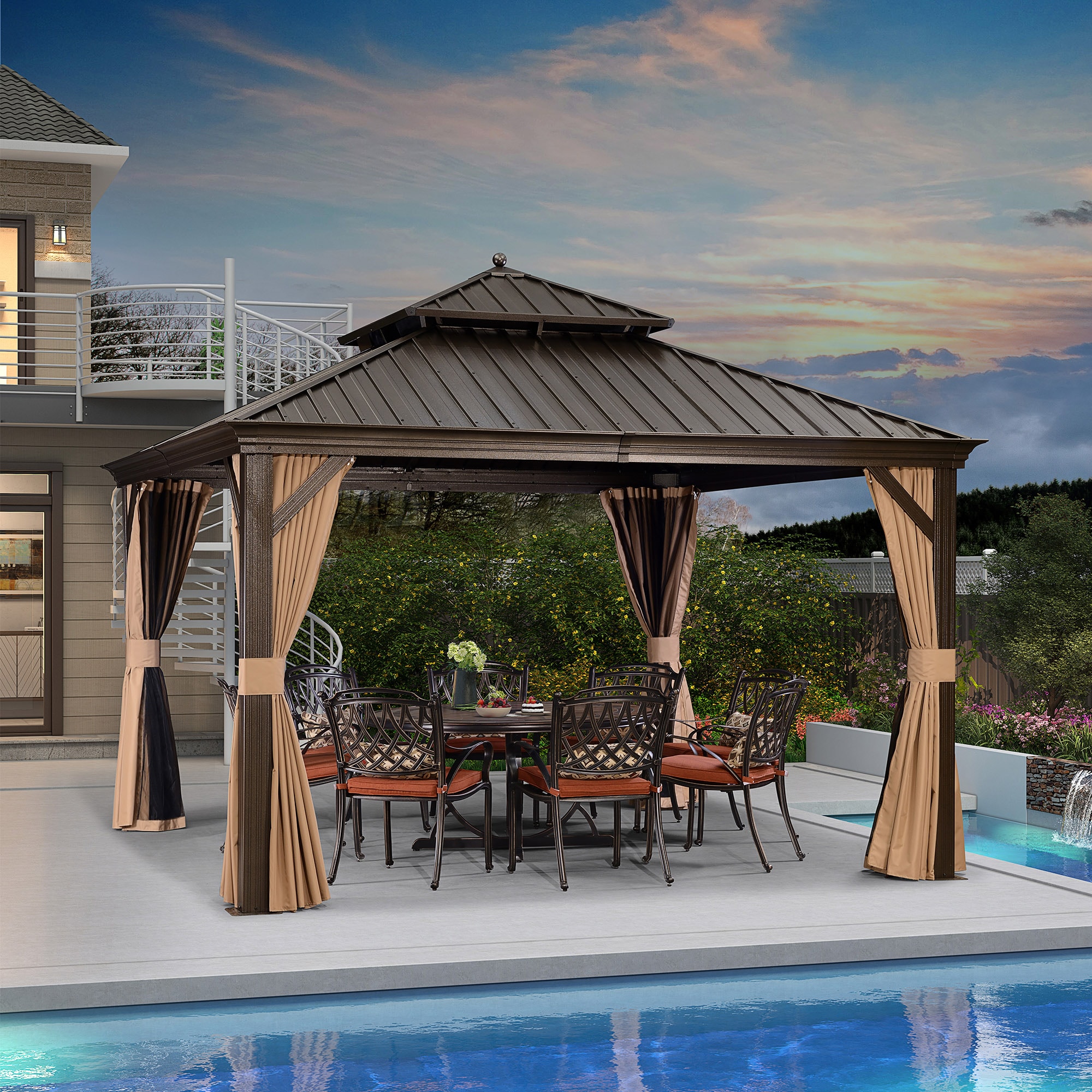 PURPLE LEAF LSMHS1212DB Wood-Resin-Gazebos - View #3