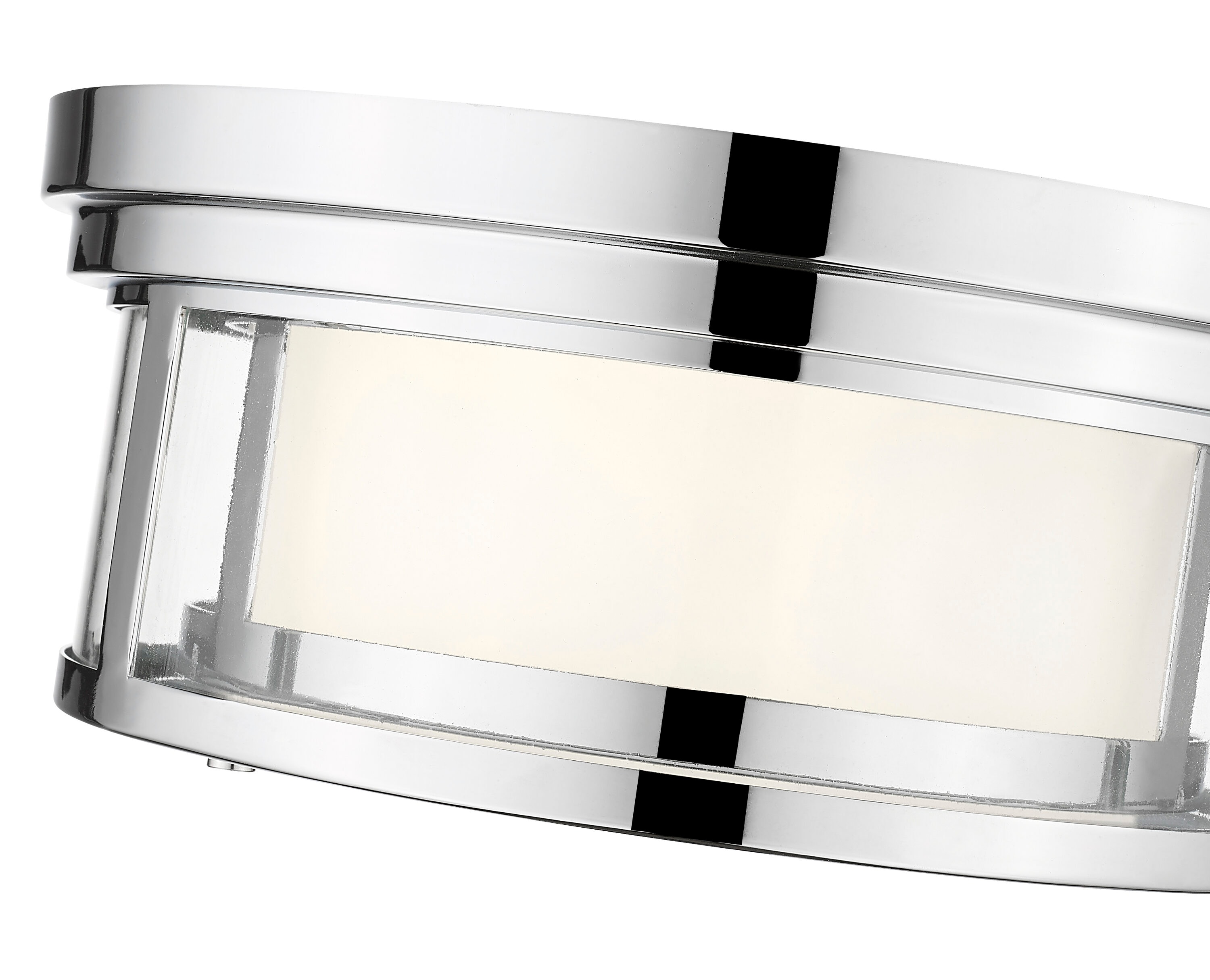 Willow 12" Chrome Drum Flush Mount with Opal & Clear Glass