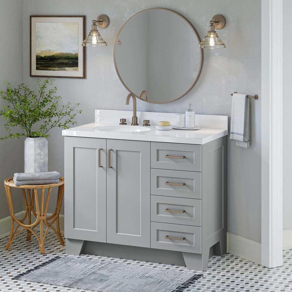 ARIEL Taylor 43-in Grey Single Sink Bathroom Vanity with White Quartz Top