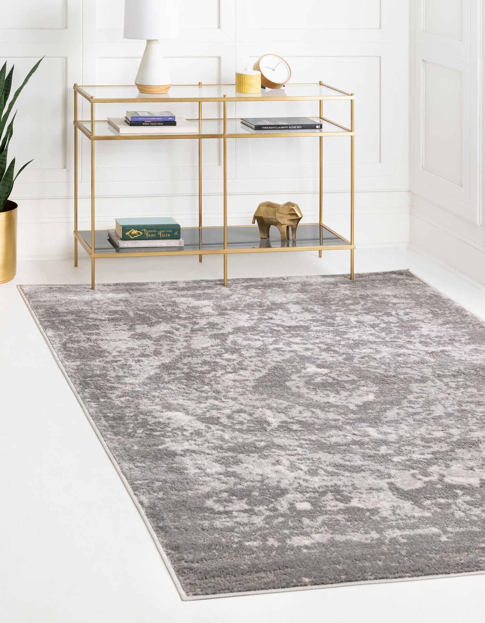 Unique Loom 3147476 Portland 7 x 10 (ft) Loomed Polypropylene Gray Rectangular Indoor Medallion Area rug