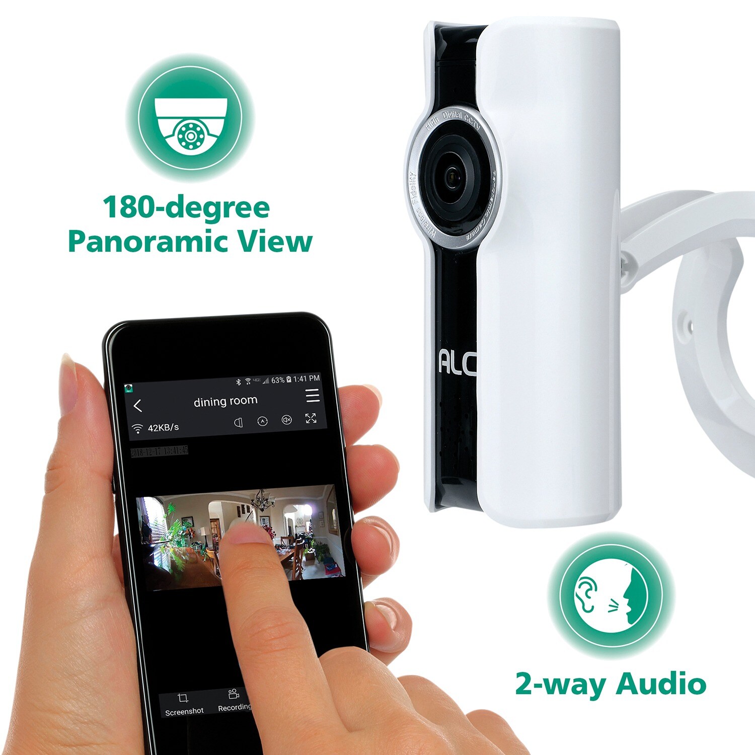 alc wireless hd 720p indoor panoramic wifi security camera