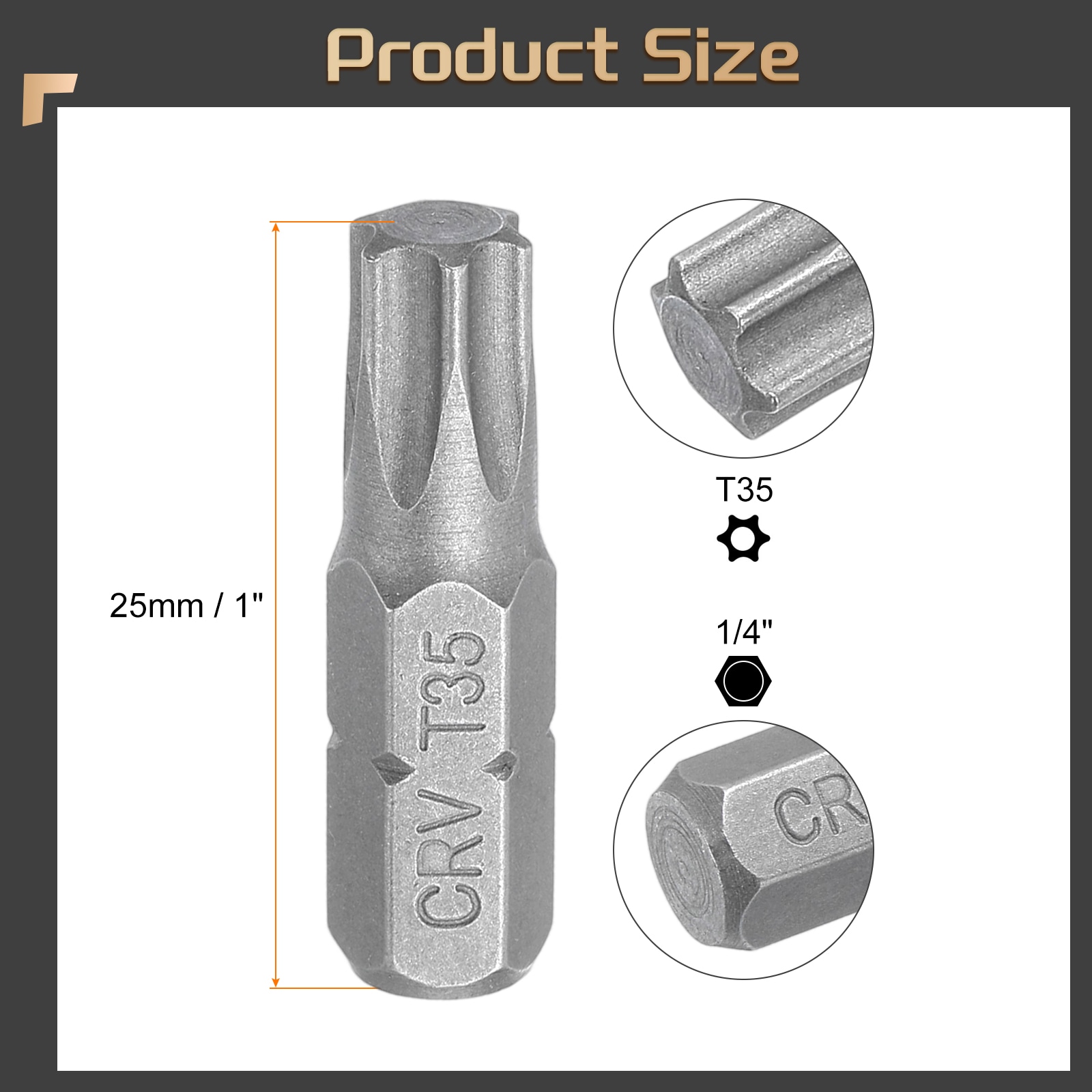 Harfington 5pcs Torx Screwdriver Bit 1/4inch Hex Shank T35 Head 1inch ...
