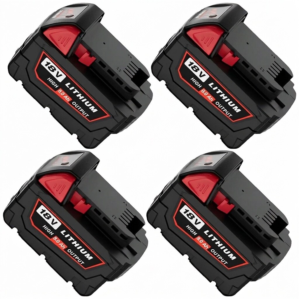 Adrinfly  4 pack 18V 8Ah power tool replacement with LED indicator compatible with cordless tools and chargers for drills saws blowers