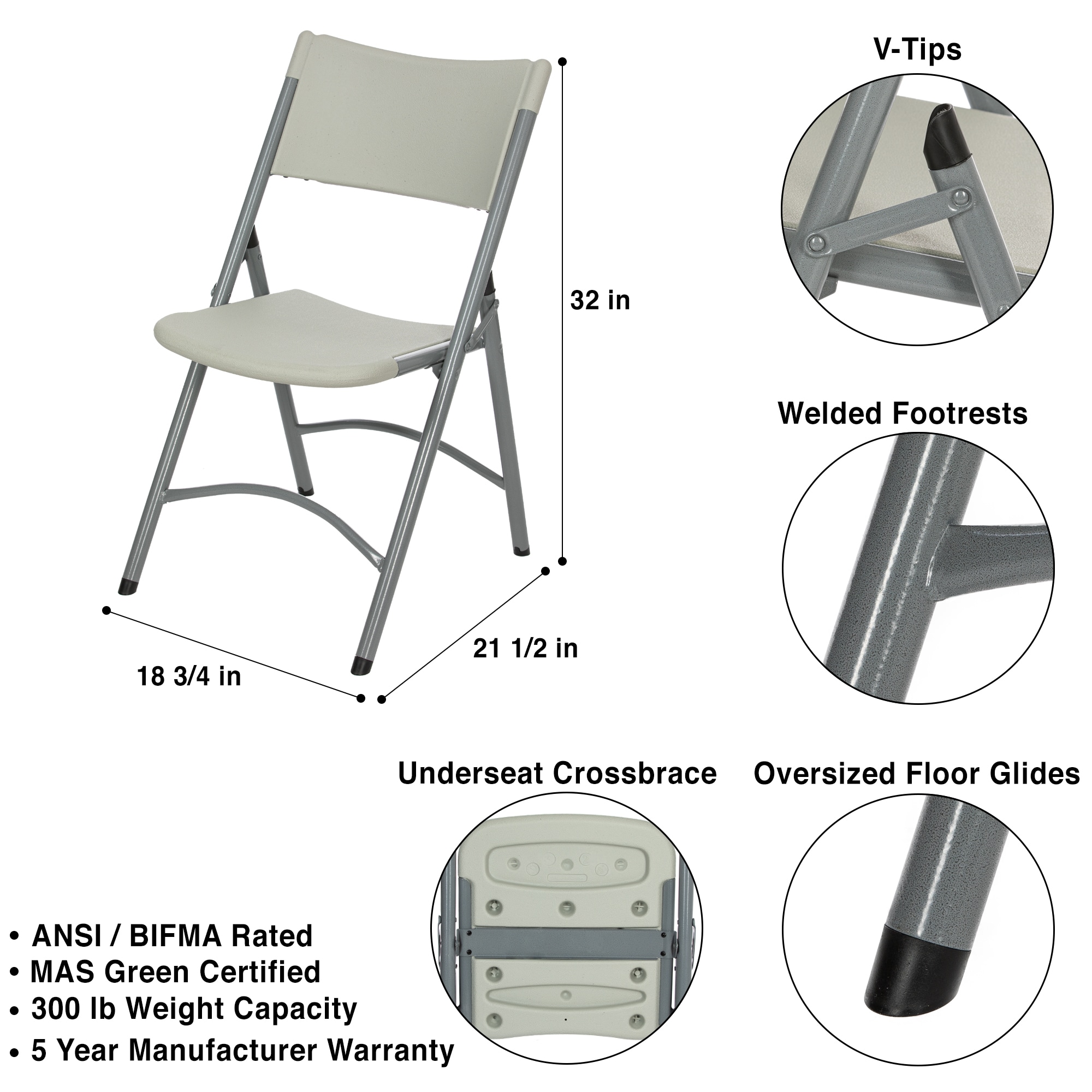 Hampden Furnishings HMDST3636/1-600GY/4 Folding-Furniture-Sets - View #5