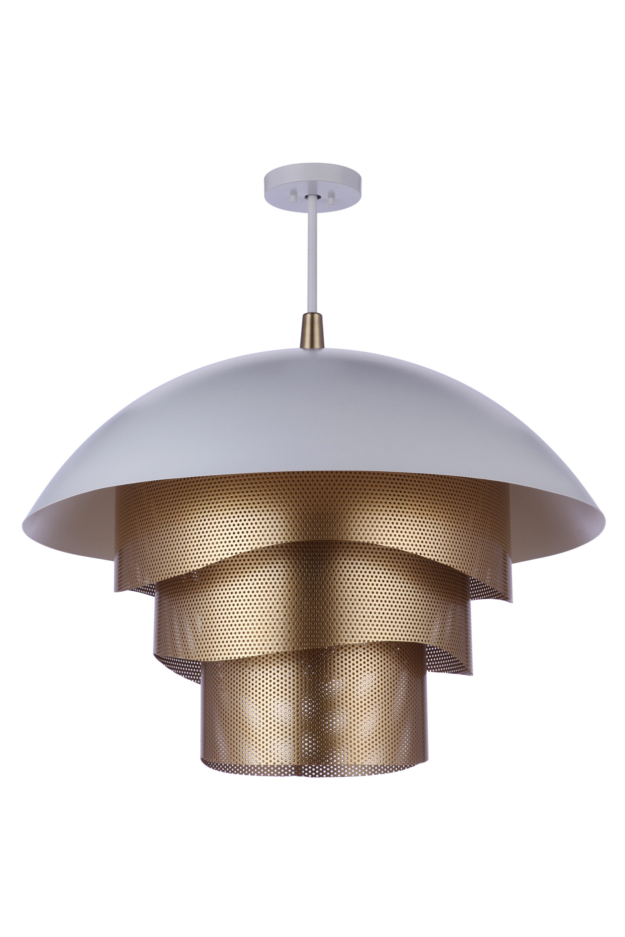 Matte White and Gold LED Dome Pendant Light
