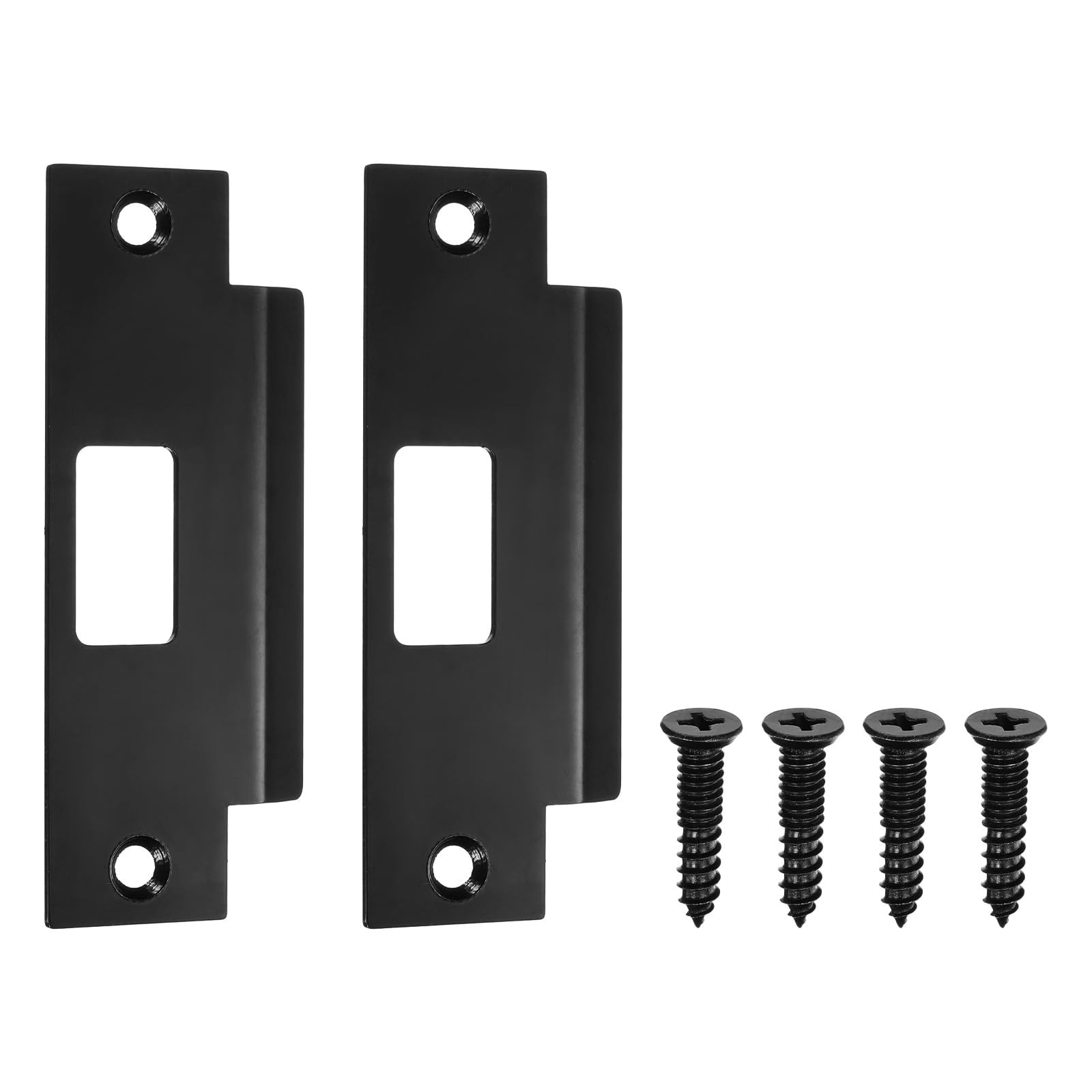 Aoibox  Door latch strike plate 2 pack 4 7 8 x 1 1 4 in stainless steel deadbolt reinforcement plate black Plate