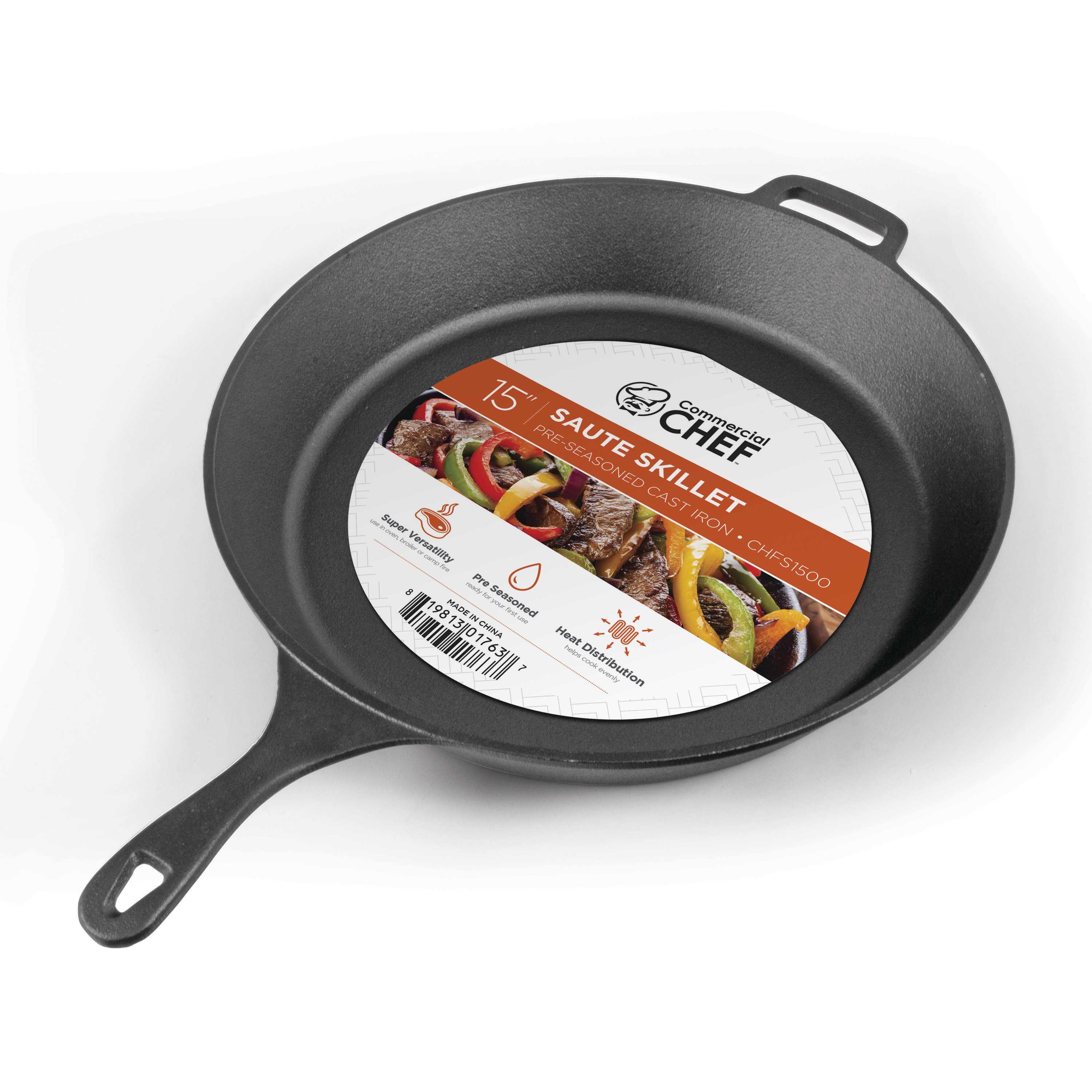 Family Chef Pre-Seasoned Cast Iron Skillet 10-Inch Frying Pan