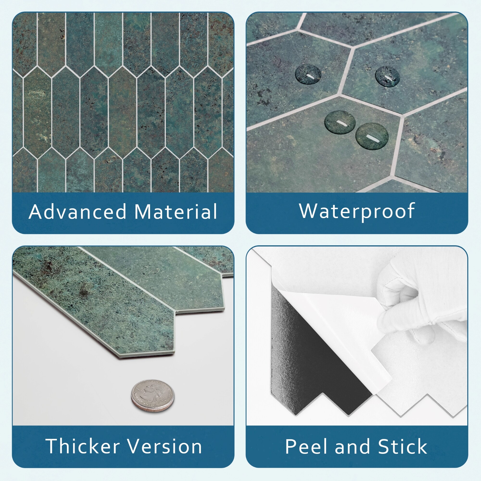 12" x 11.22" Stone Mix Peel & Stick Hexagon Mosaic Tile
