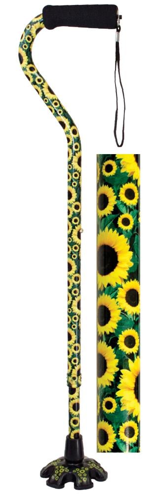 Essential Medical Supply Couture Offset Cane with Matching Tip in Sunflower