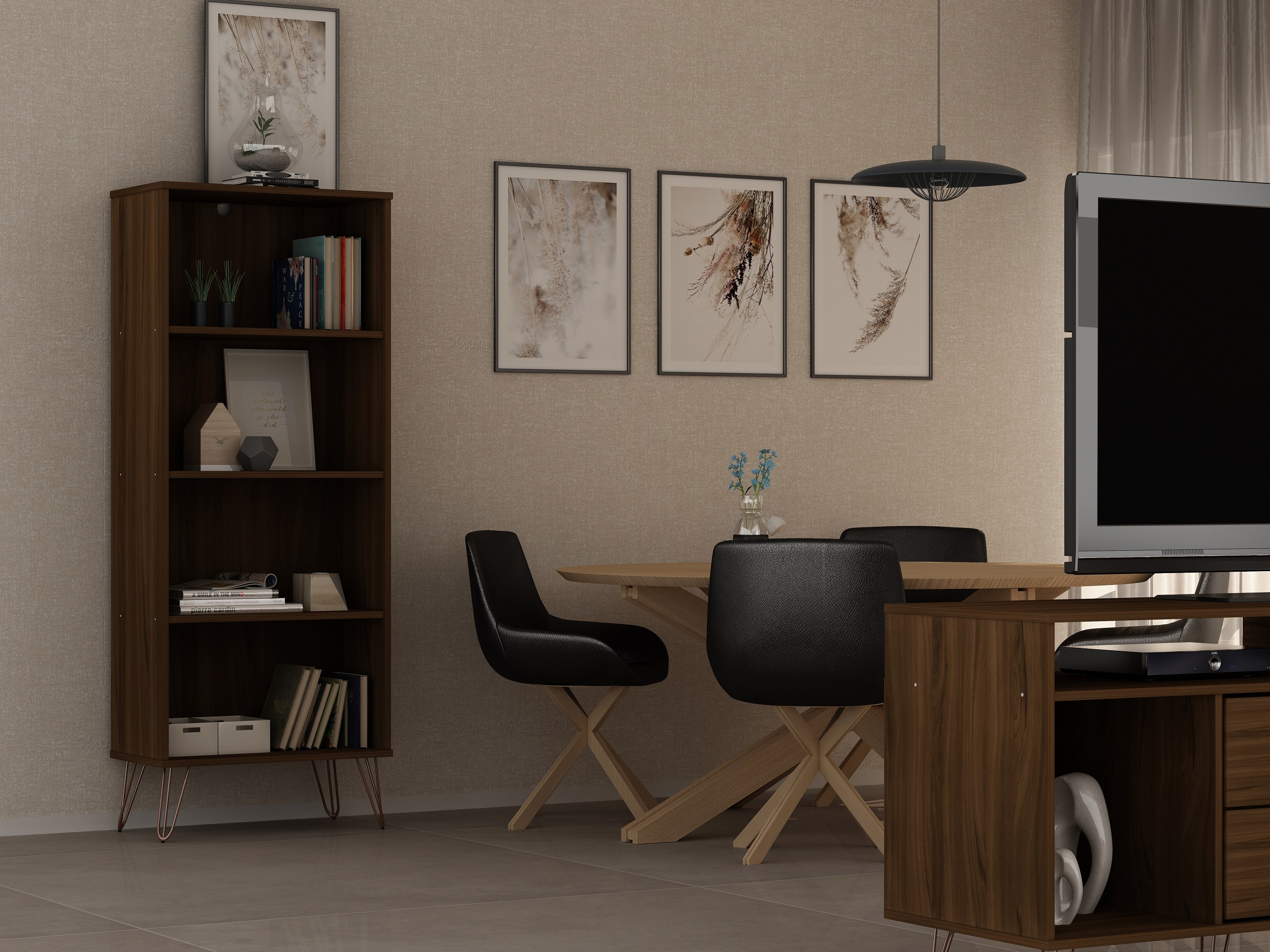 Manhattan Comfort 139GMC5 Rockefeller Brown Composite 4 -Shelf Bookcase ( 21.26-in W x 54.33-in H x 11.53-in D ) Finished