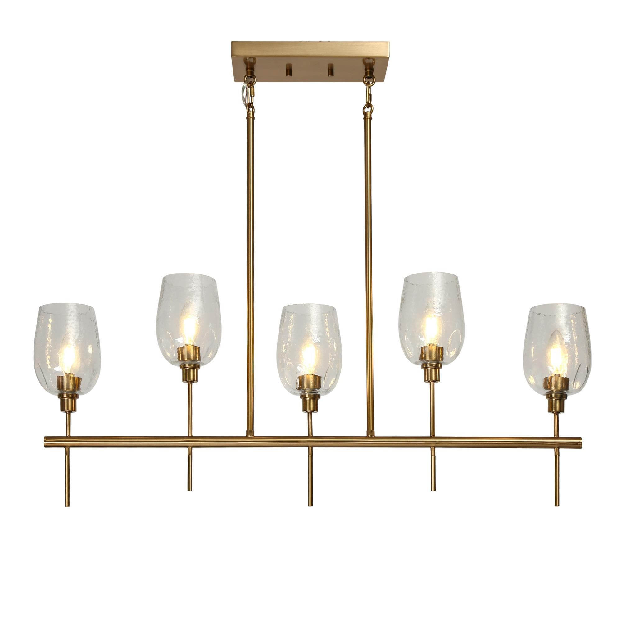 Uolfin 5-Light 36.5-in Gold Rectangle in Bell Glass Modern/Contemporary LED  Dry rated Chandelier in the Chandeliers department at