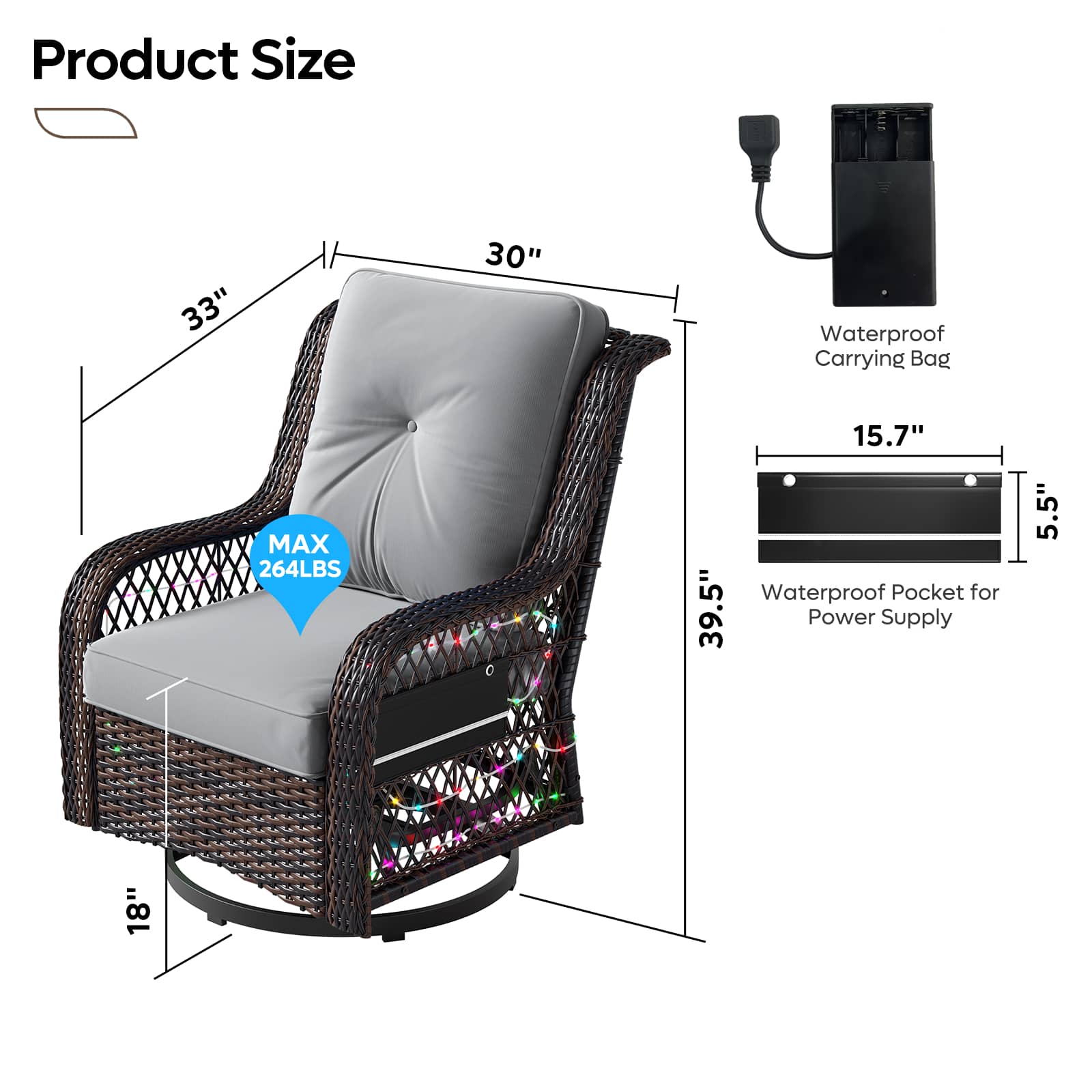 Bestier LOW-O400176A-BK18508 Patio-Sofas-Daybeds - View #2