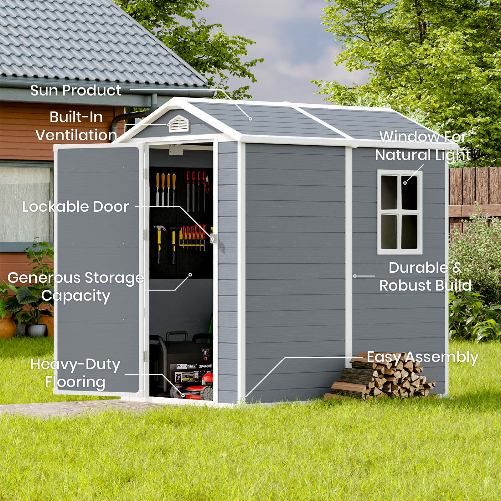 Patiowell WES-0381A-L4 Vinyl-Resin-Storage-Buildings - View #5