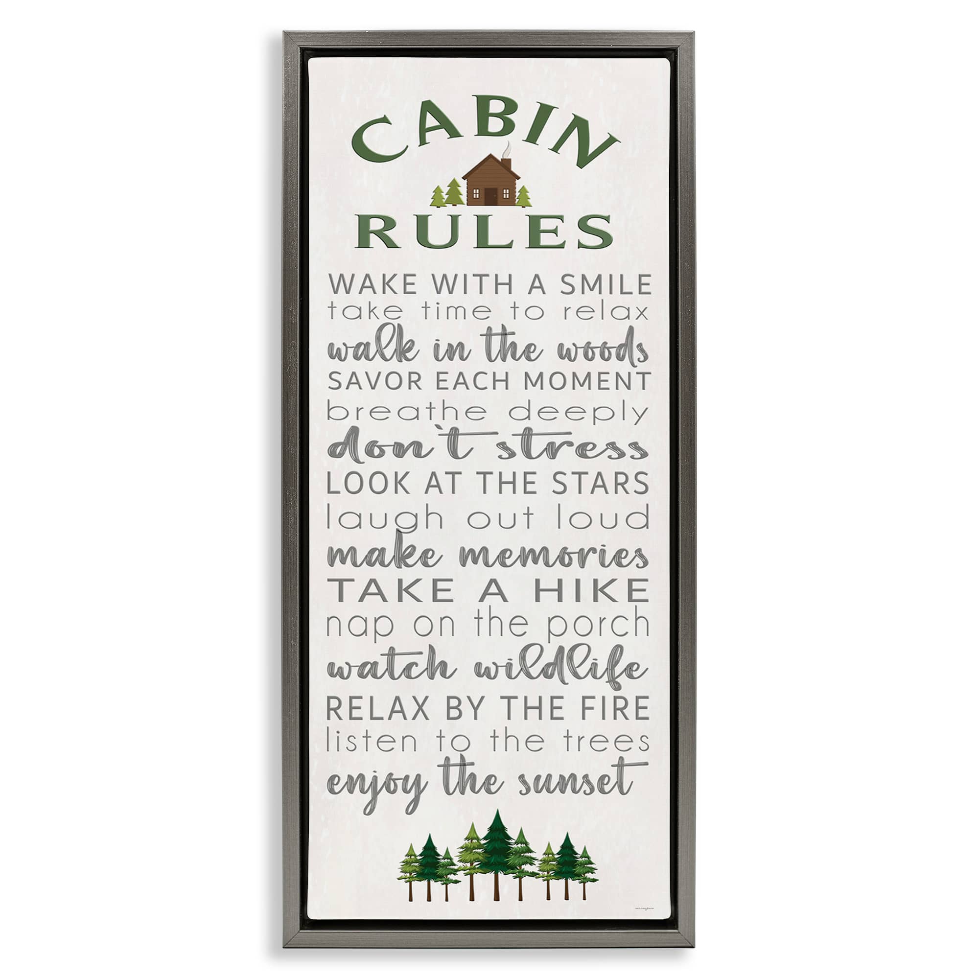 Stupell Industries BT-584-FFL-10X24 Fun Rustic Cabin Rules Floating Frame design by Seven Trees Design