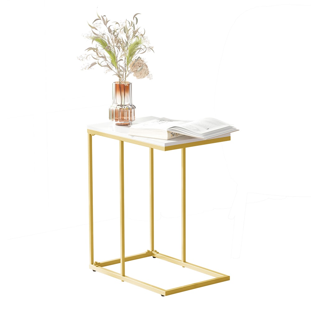 LUVODI JJ-XZ197 17.7-Inches W x 21.5-Inches H White Stone Rectangular Modern End Table with Storage Assembly Required