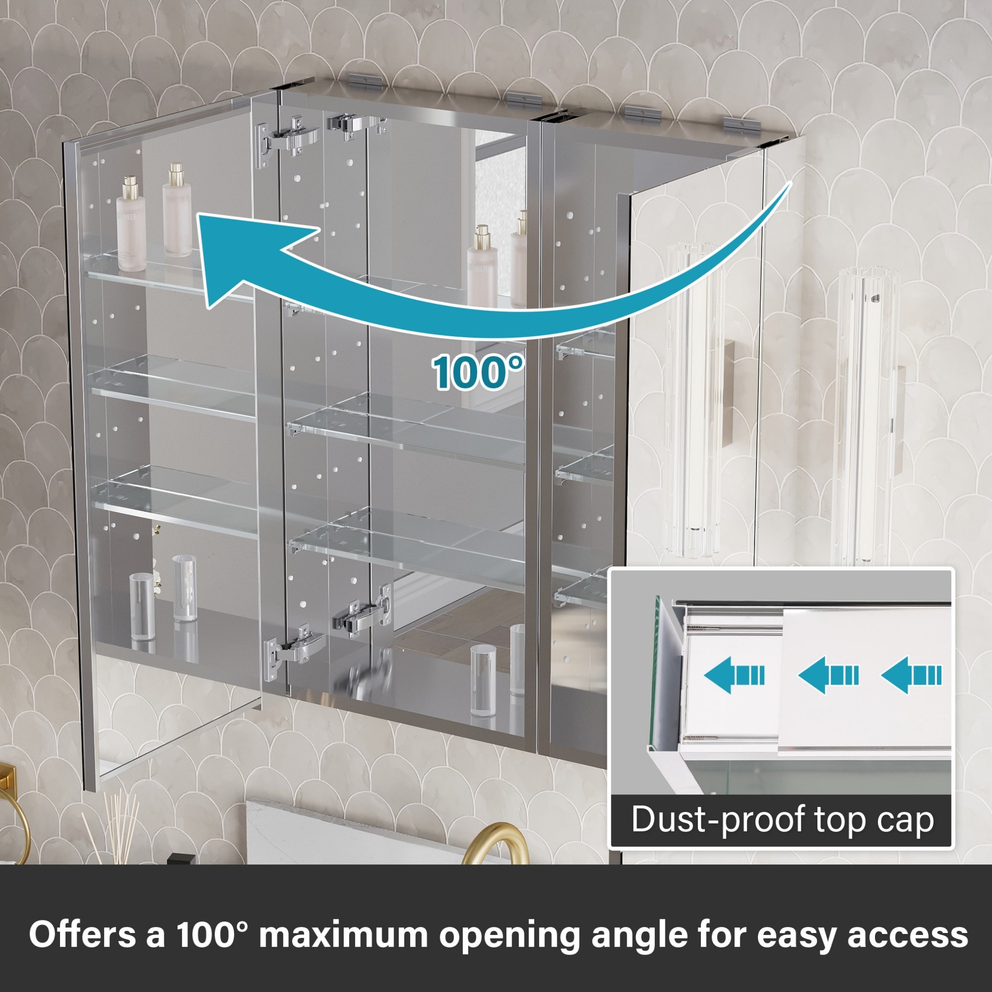 WELLFOR JRA16L12R32 Bathroom-Medicine-Cabinets - View #3