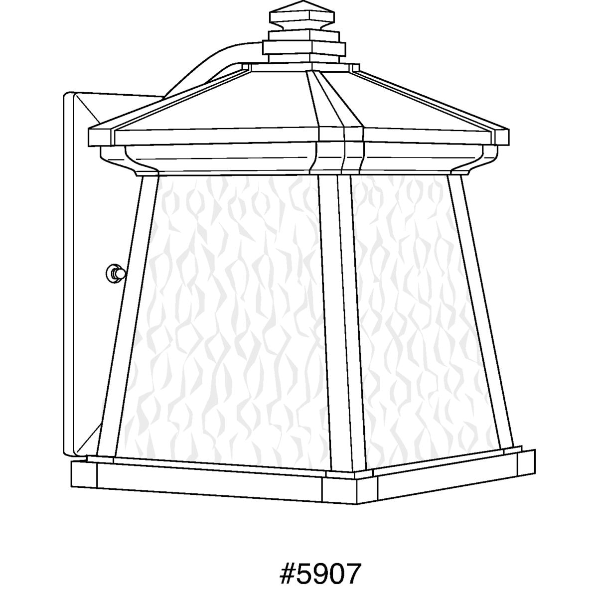 Black Cast Aluminum Lantern Sconce with Water Patterned Glass Shade
