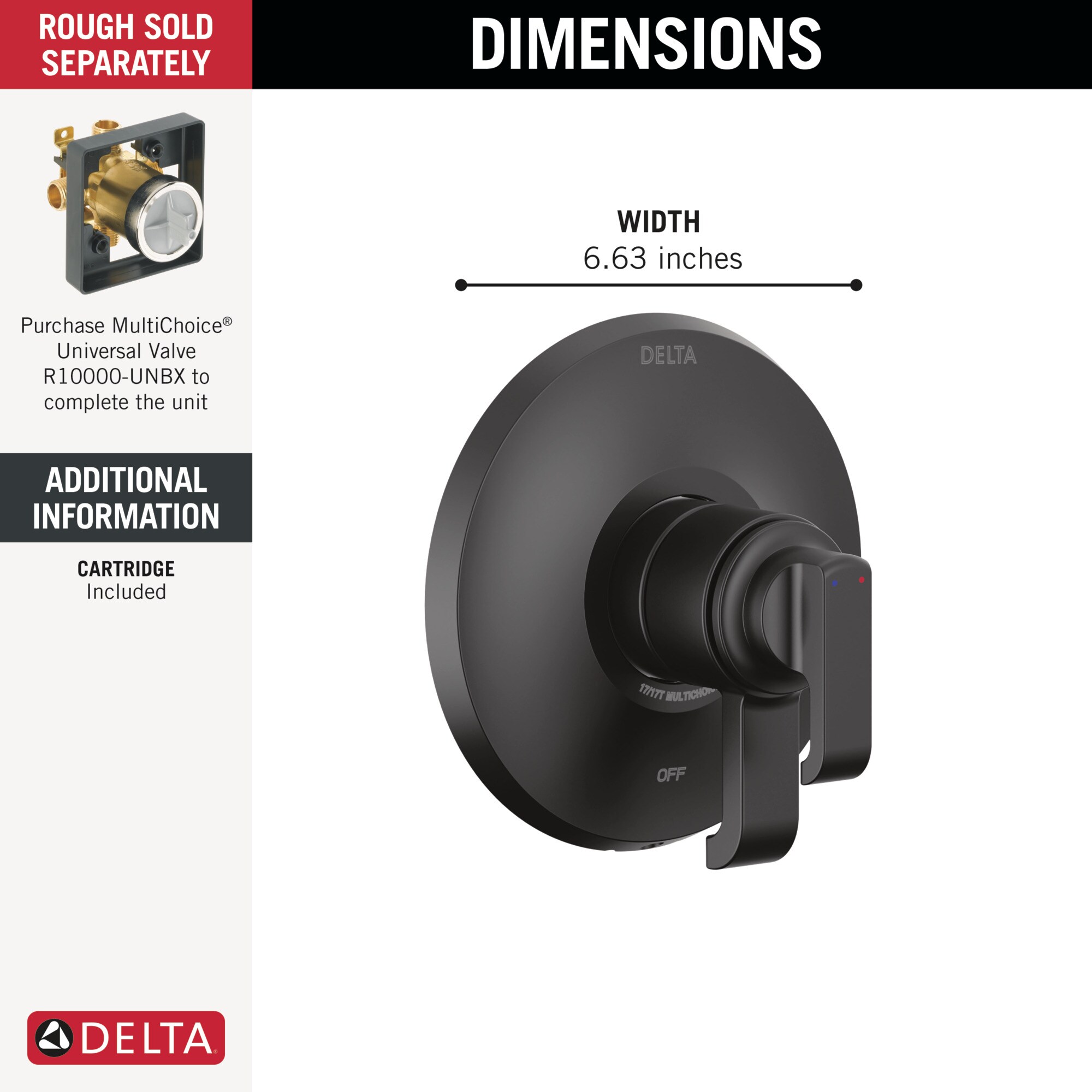 Matte Black Dual-Function Shower Valve Trim Kit