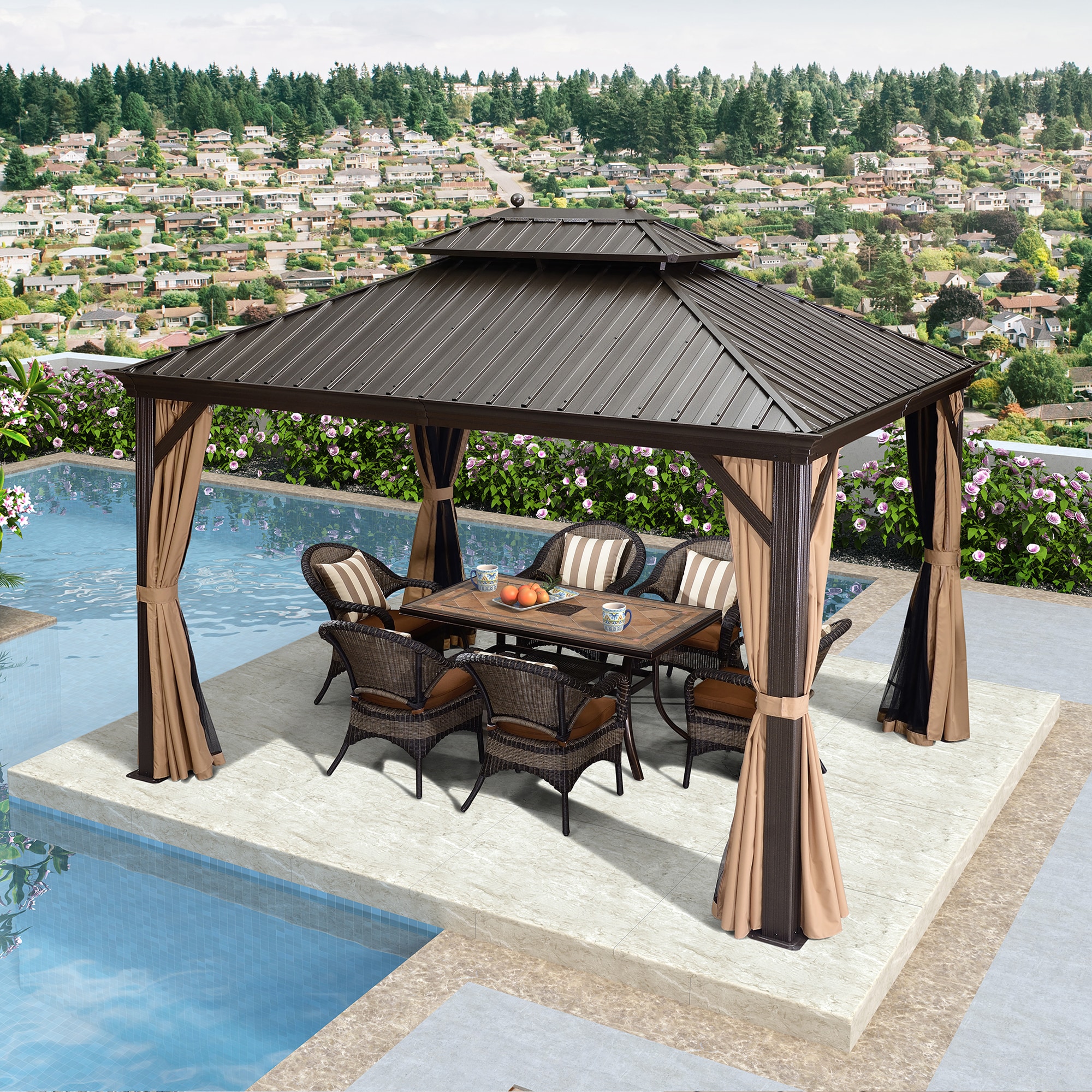 PURPLE LEAF LSMHS1012DB Wood-Resin-Gazebos - View #4