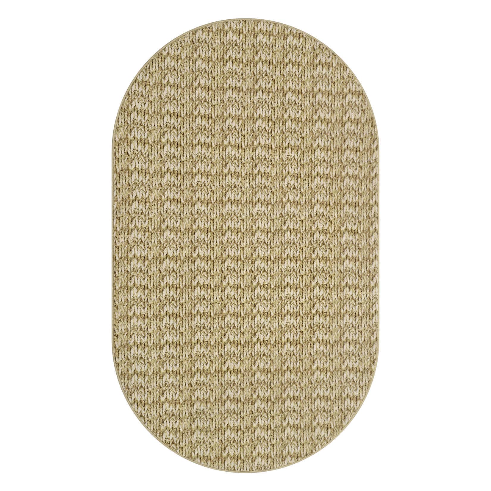 Qeetex SUNNY-PHO-344TU4SU 3 x 5 ft Polyester Brown Oval Soft Non Slip Modern Soild Living Room Bedroom Dining Room Machine Washable Throw Rug