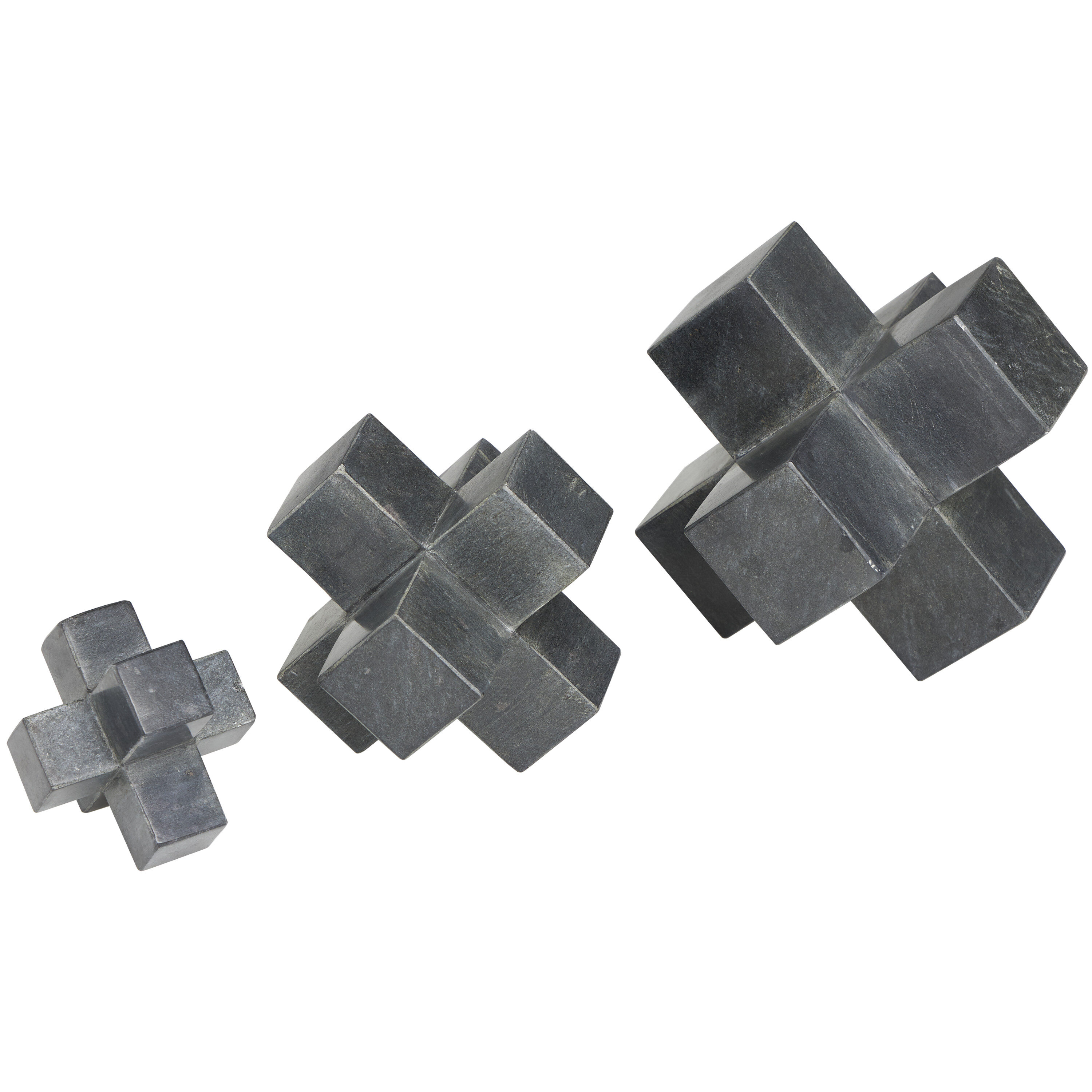 Grayson Lane 820225 3 -Pack Black Marble Modern Sculpture