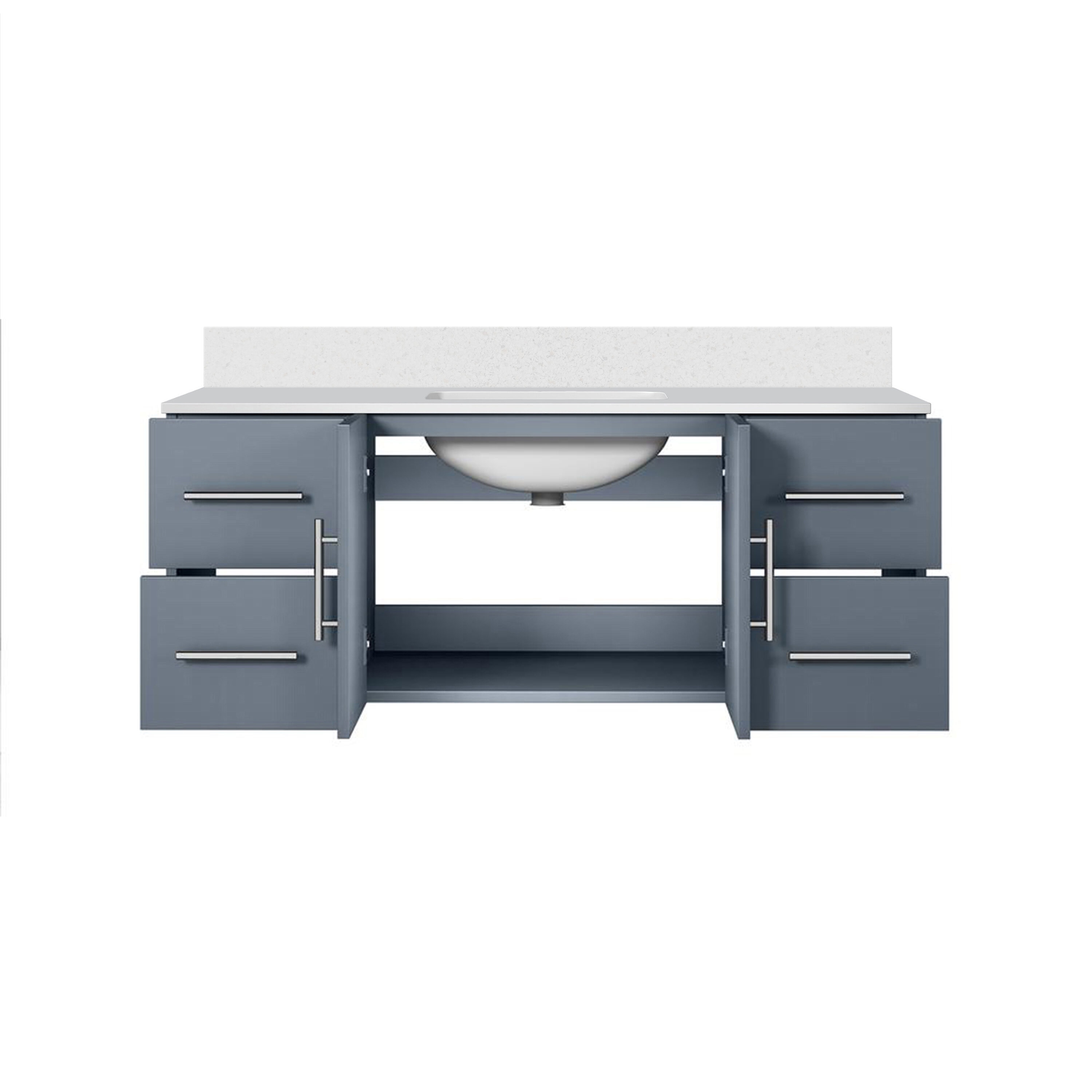 Lexora LVG48SB300 Geneva 48-in Dark Grey Undermount Single Sink Floating Bathroom Vanity with White Cultured Marble Top