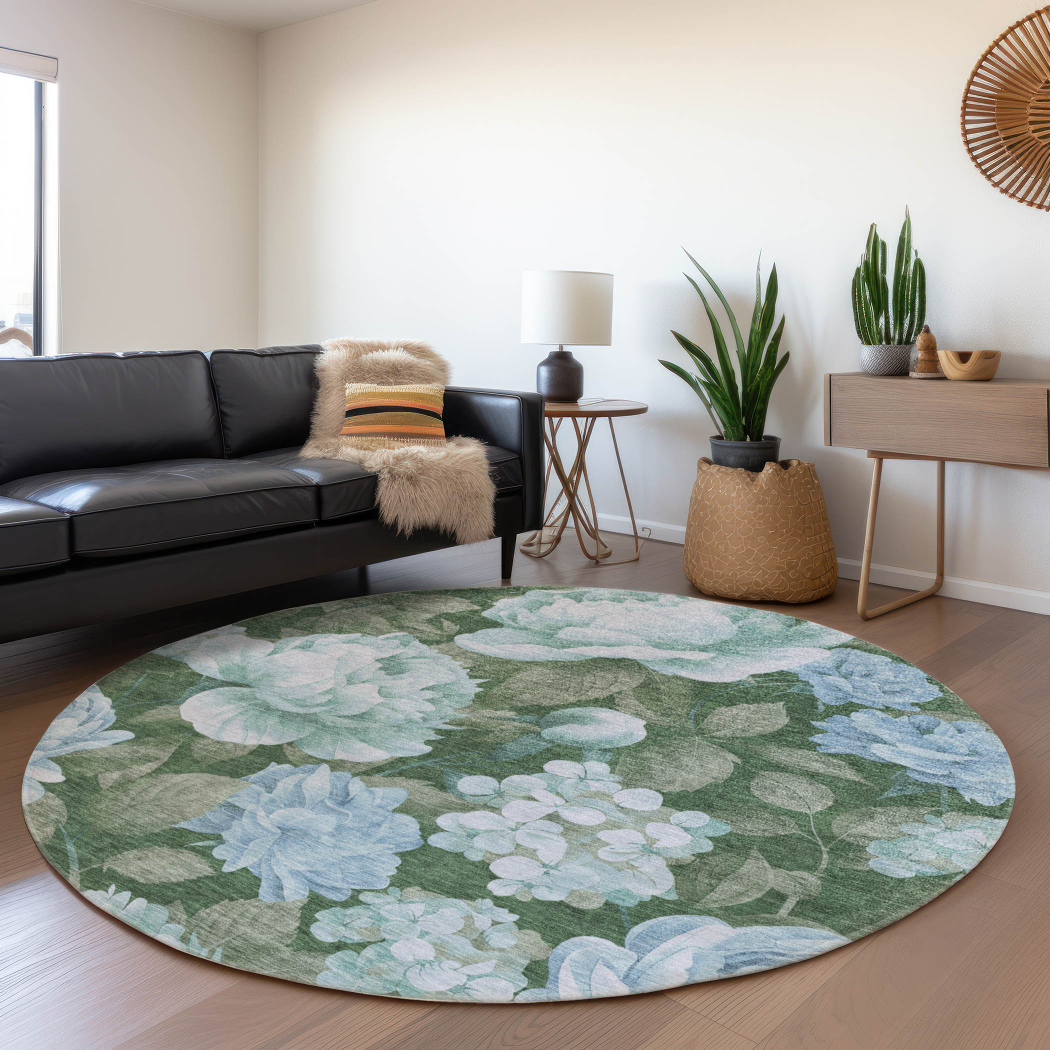 Addison Rugs ACN1566SK8RO Chantille ACN1566SK 8 x 8 (ft) Polyester Sky Round Indoor/Outdoor Geometric Machine washable Area rug