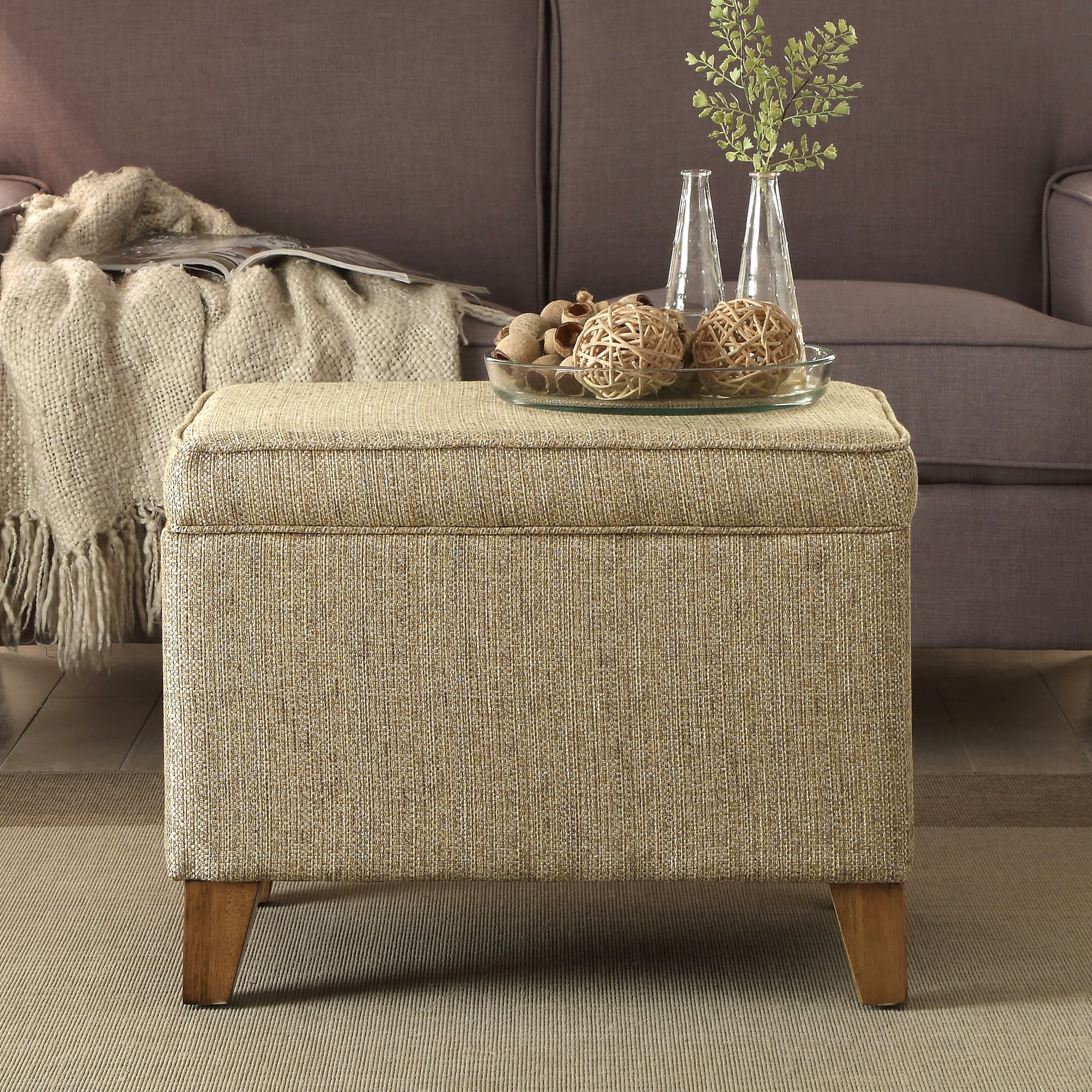 HomePop N7697S-F1563 Casual Natural Storage Ottoman