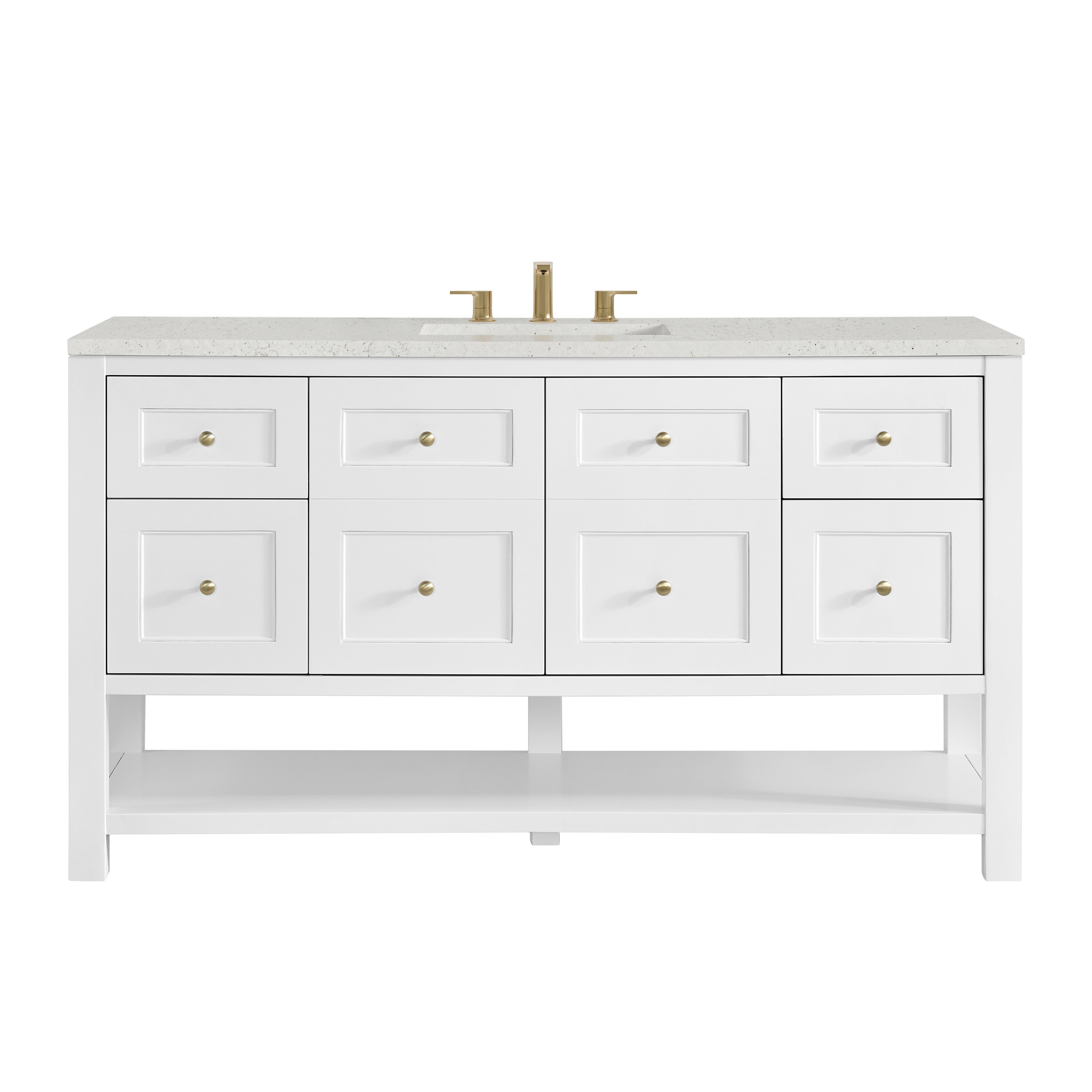 James Martin Vanities 330-V60S-BW-3LDL Breckenridge 60-in Bright White Undermount Single Sink Bathroom Vanity with Lime Delight Quartz Top