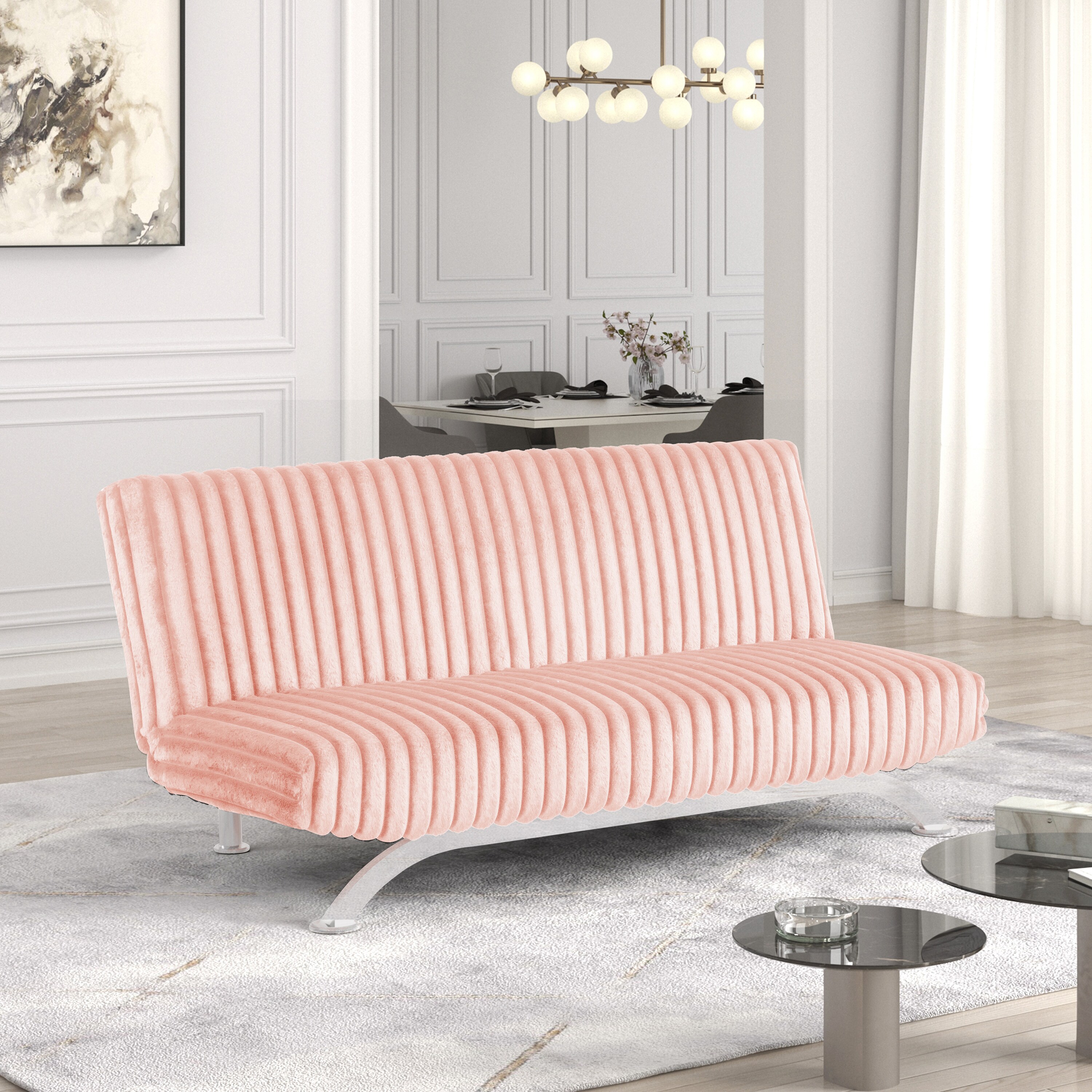 Furniture of America IDF-N2906PK Mealiz Pink Contemporary/Modern Polyester Futon