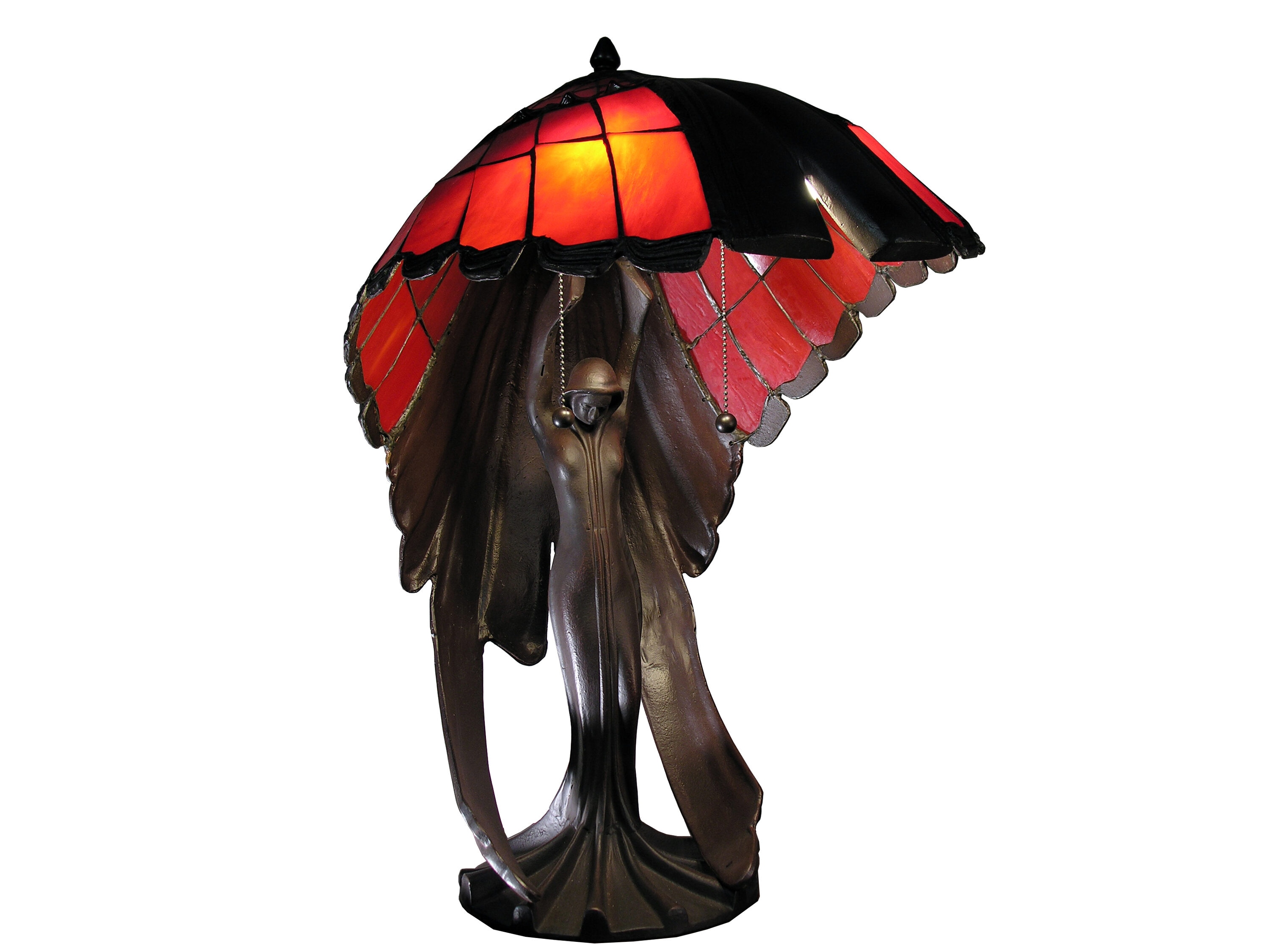 Warehouse of Tiffany TF191625IR 15-Inches Red Buffet Table Lamp with Tiffany-style Shade