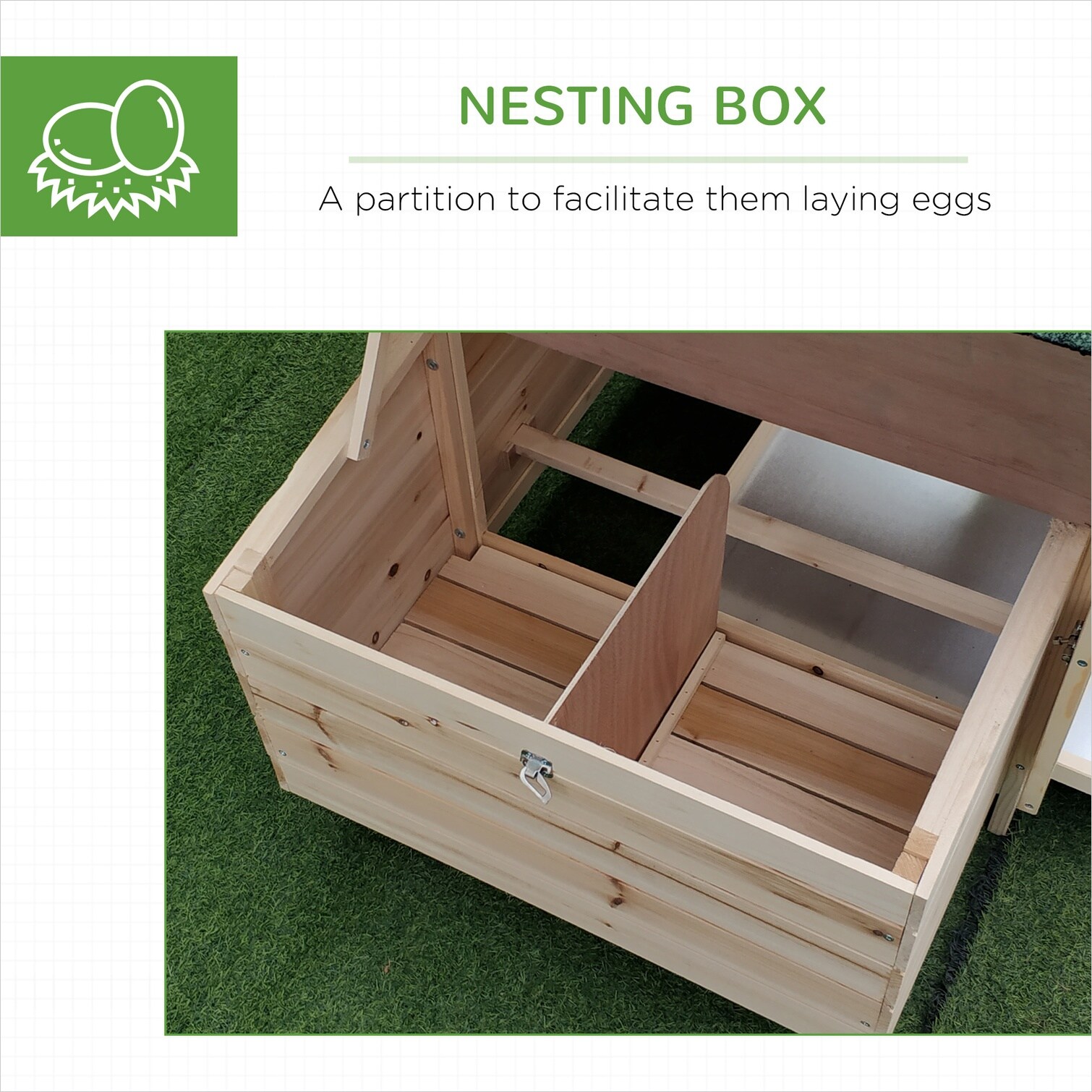 FlowLuxe Spacious pine chicken coop with nesting box and ramp run for ...