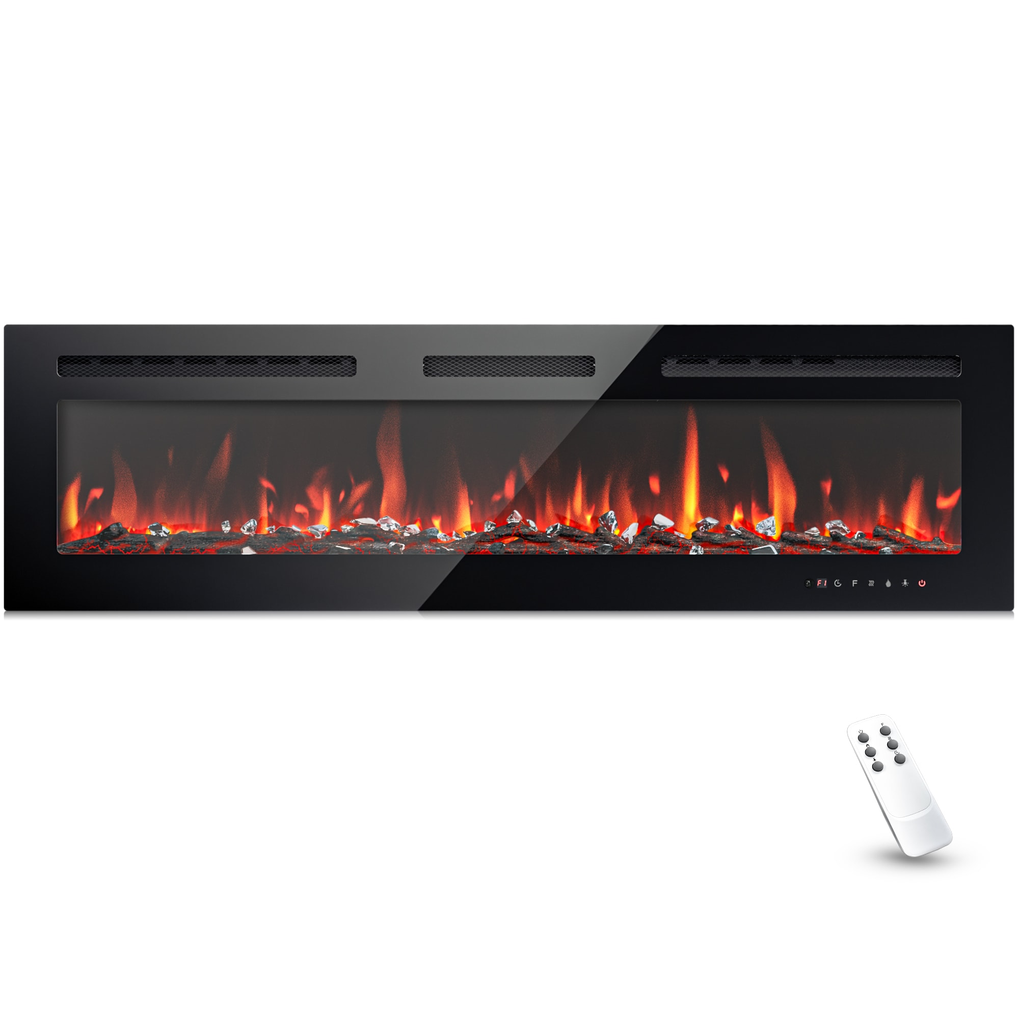 SIMZLIFE EFL-60-S-LWS 60-in W White Wall mount Fan-forced Wall-mount Electric Fireplace with Remote Control Included