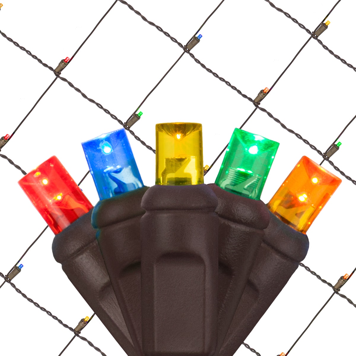 Wintergreen Lighting StretchNet Pro 50 3-ft x 3.5-ft Constant Multicolor Christmas Net Lights #81106