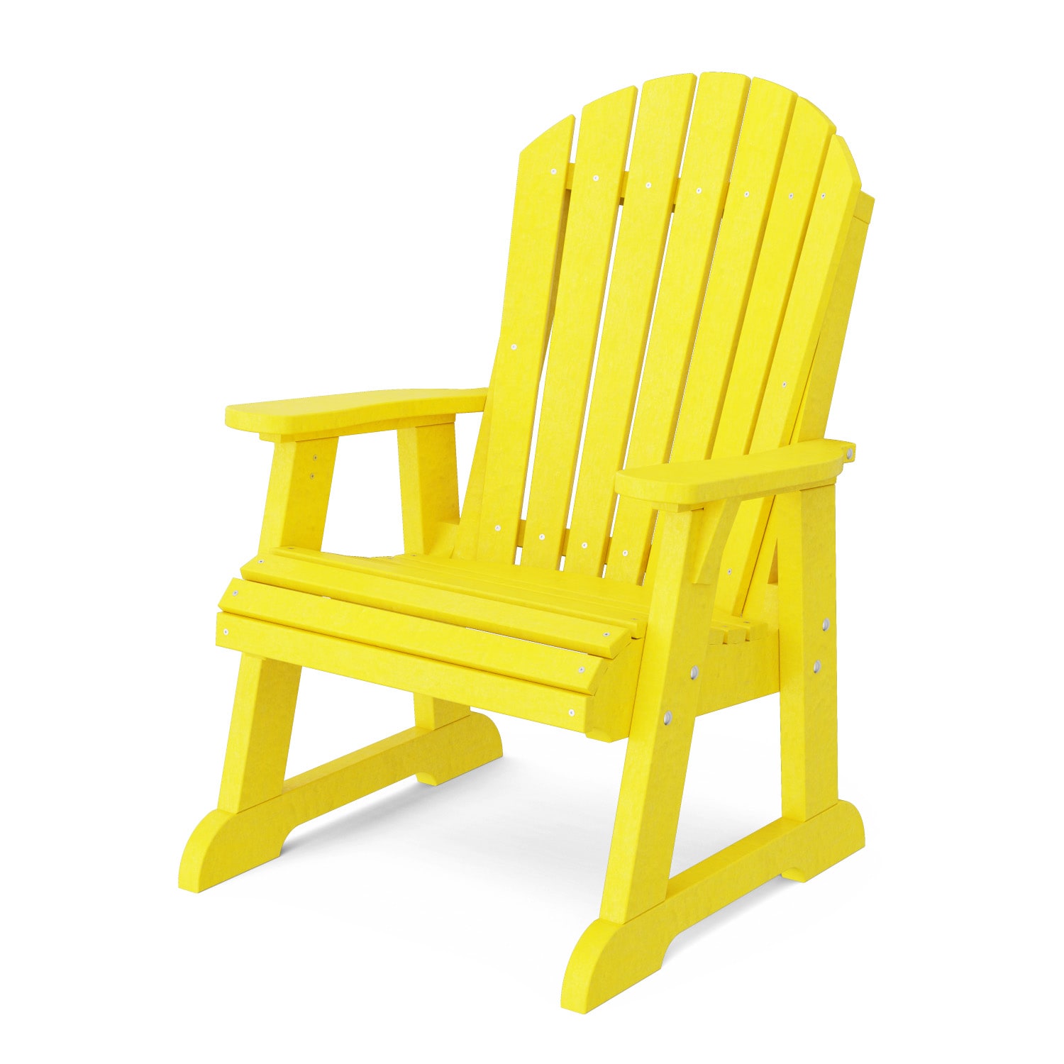 Wildridge LCC-117-LY Heritage High Fan Back Lemon Yellow HDPE Frame Stationary Adirondack Chair with Slat Seat