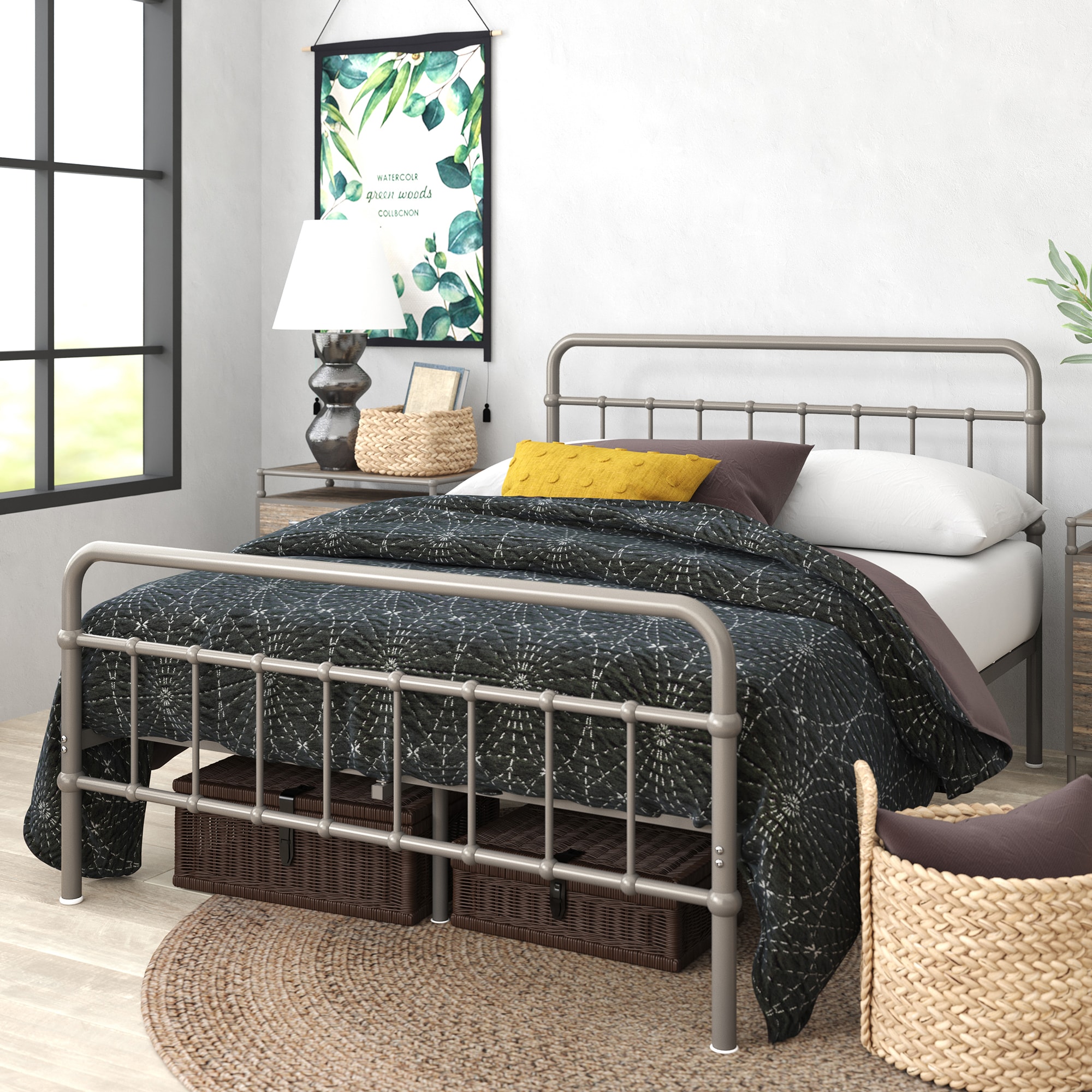 Zinus Gray Full Metal Platform Bed in the Beds department at Lowes.com