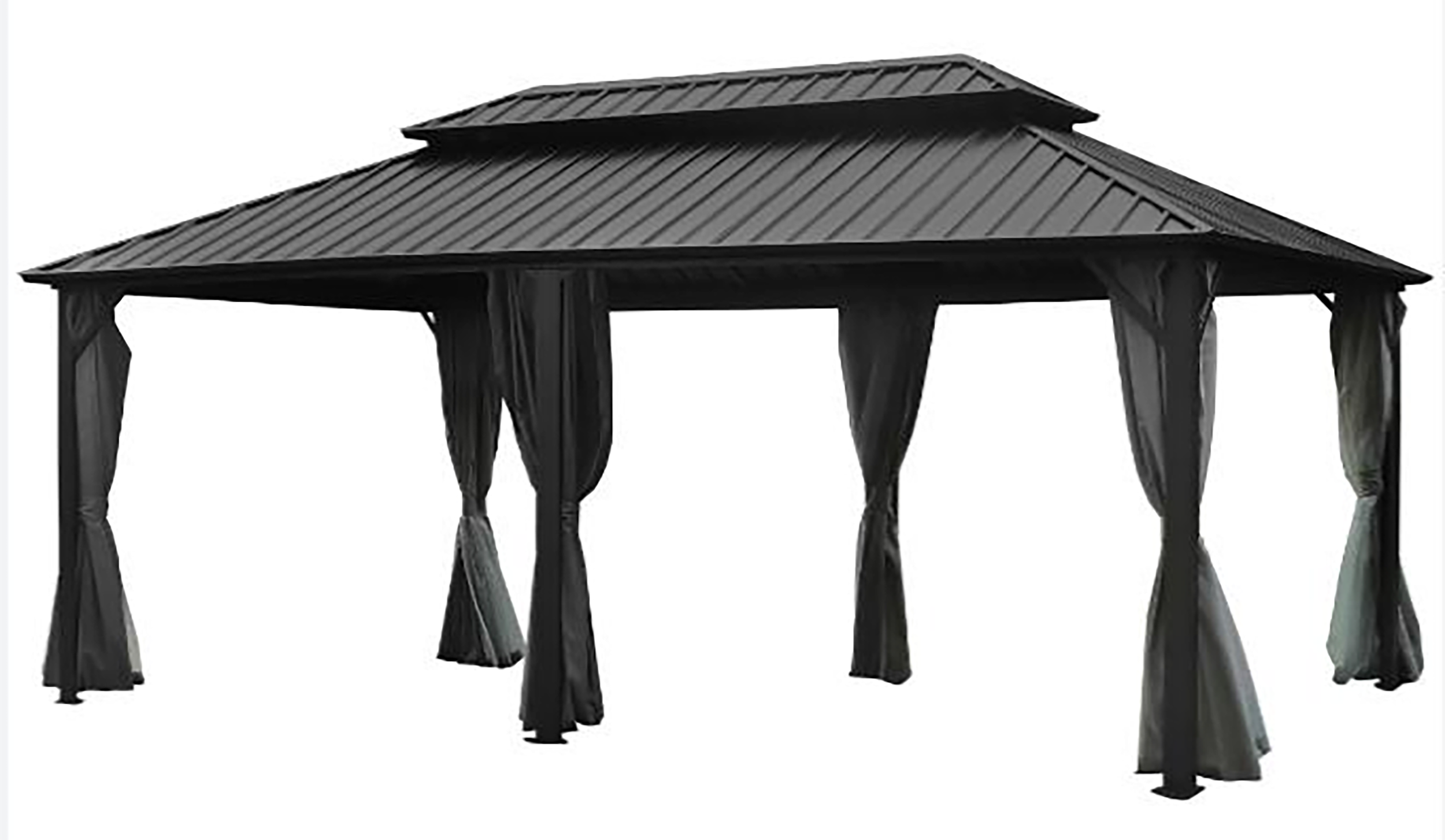VEIKOUS PG0201-18RT-1 20-ft x 12-ft Gazebo Gray Gazebo with Hardtop Roof