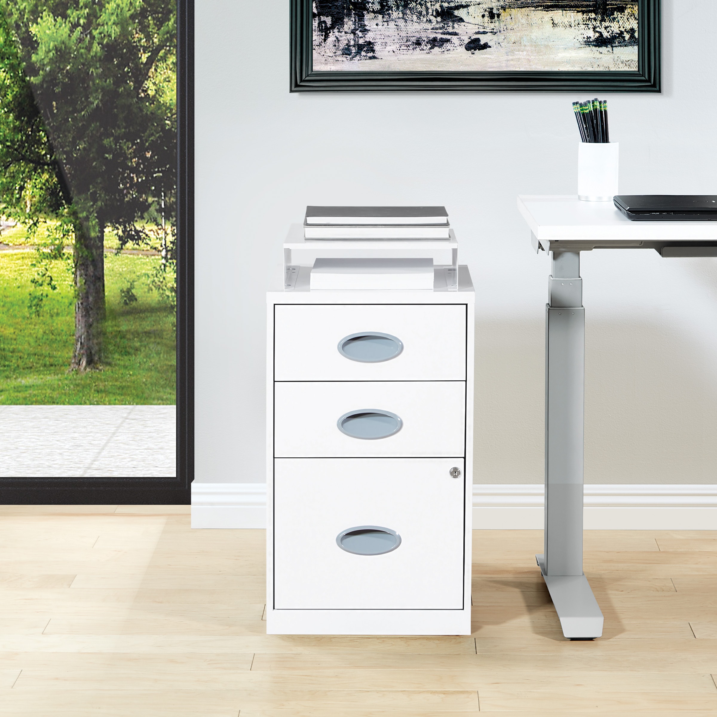 Office Star Products CF3DR-11 Metal White 3 -Drawer 14.25-Inches File Cabinet