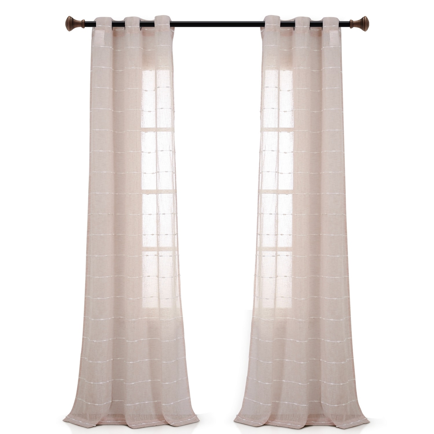 Blush Sheer Polyester Grommet Window Curtain Panels