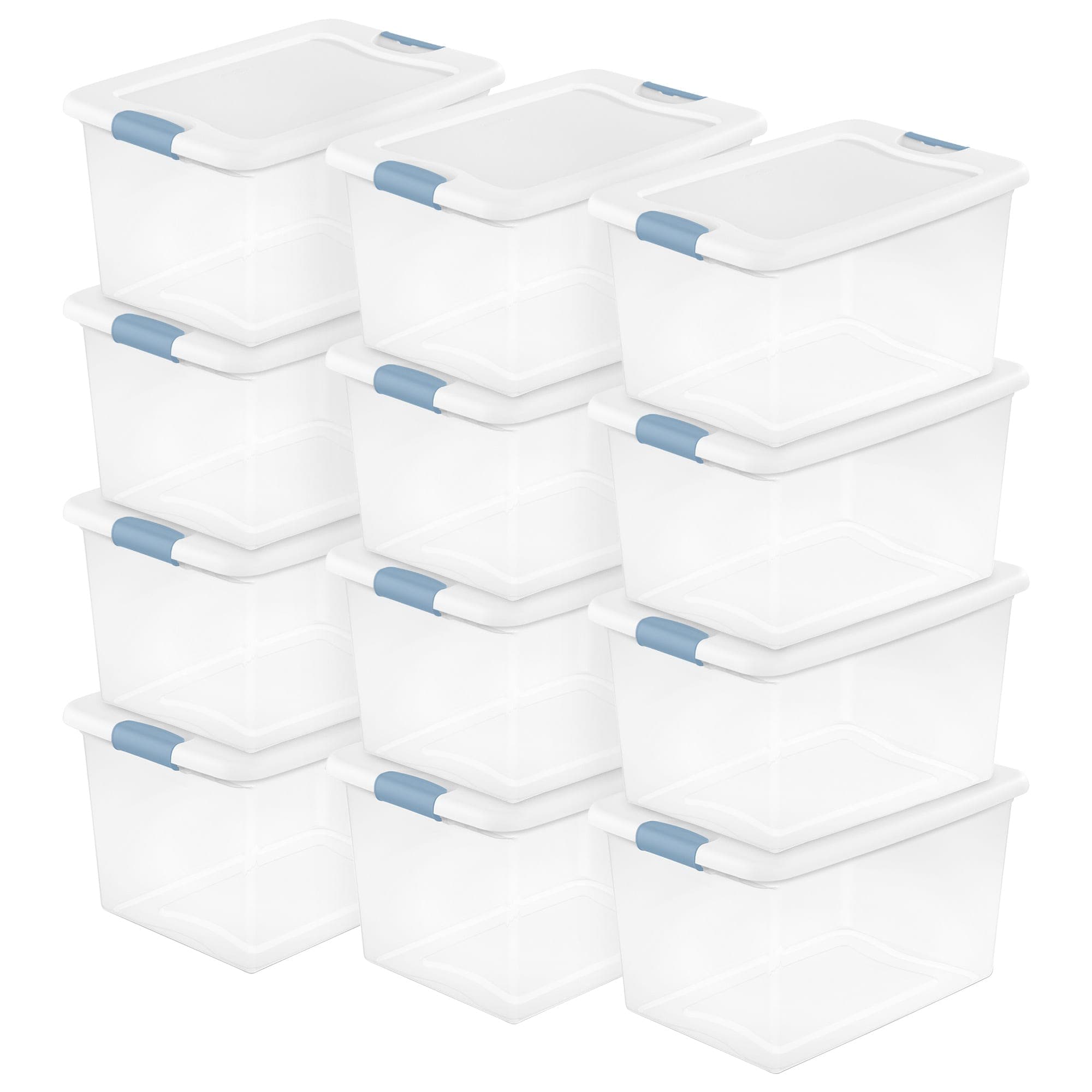 Sterilite 87250 12 Pack Medium 16 - Gallons (64 - quarts) White Waterproof Heavy Duty Tote with Latching Lid