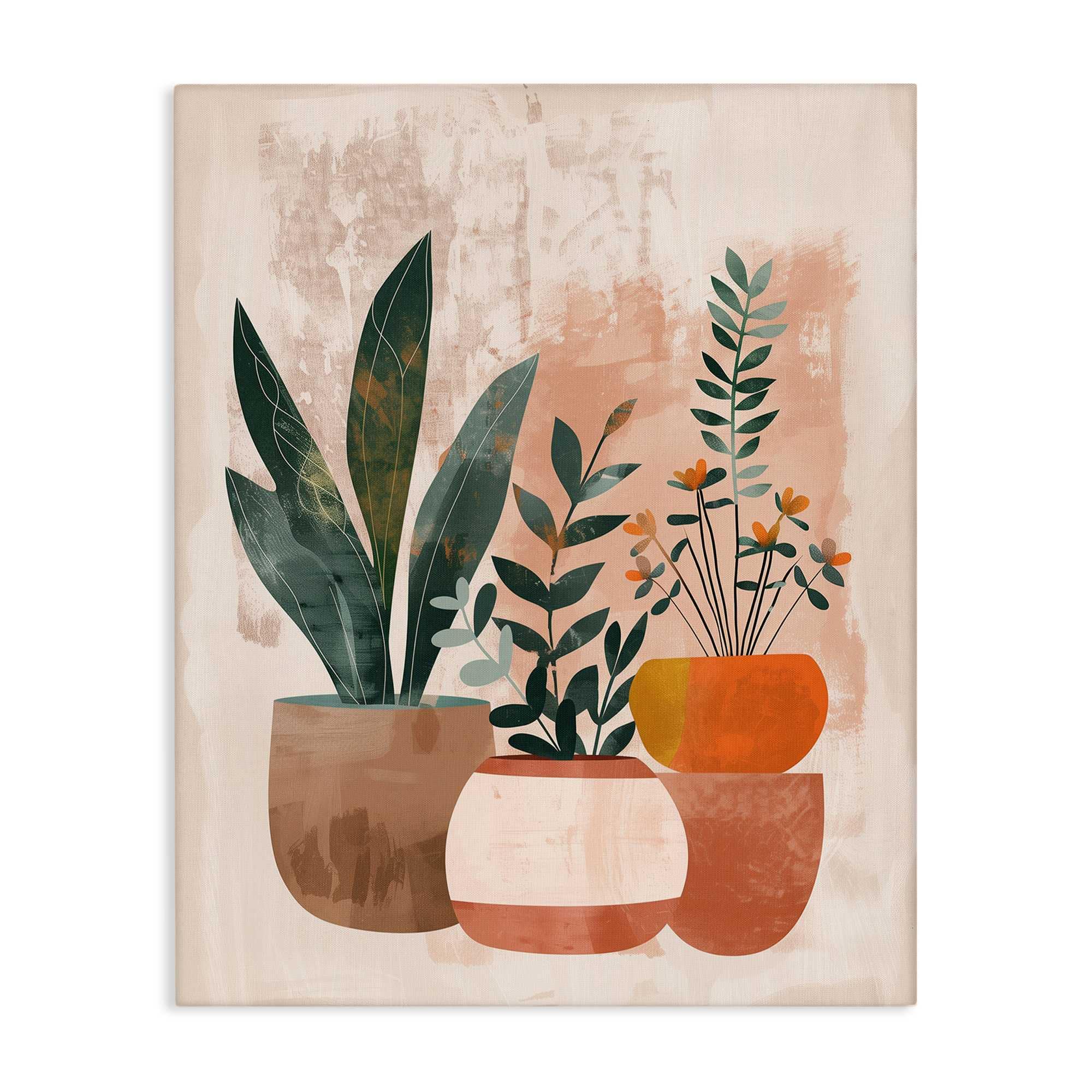 Stupell Industries BT-900-CN-16X20 Earthy Boho Potted Plants Canvas Wall Art By LSR Creative Studio 16 x 20