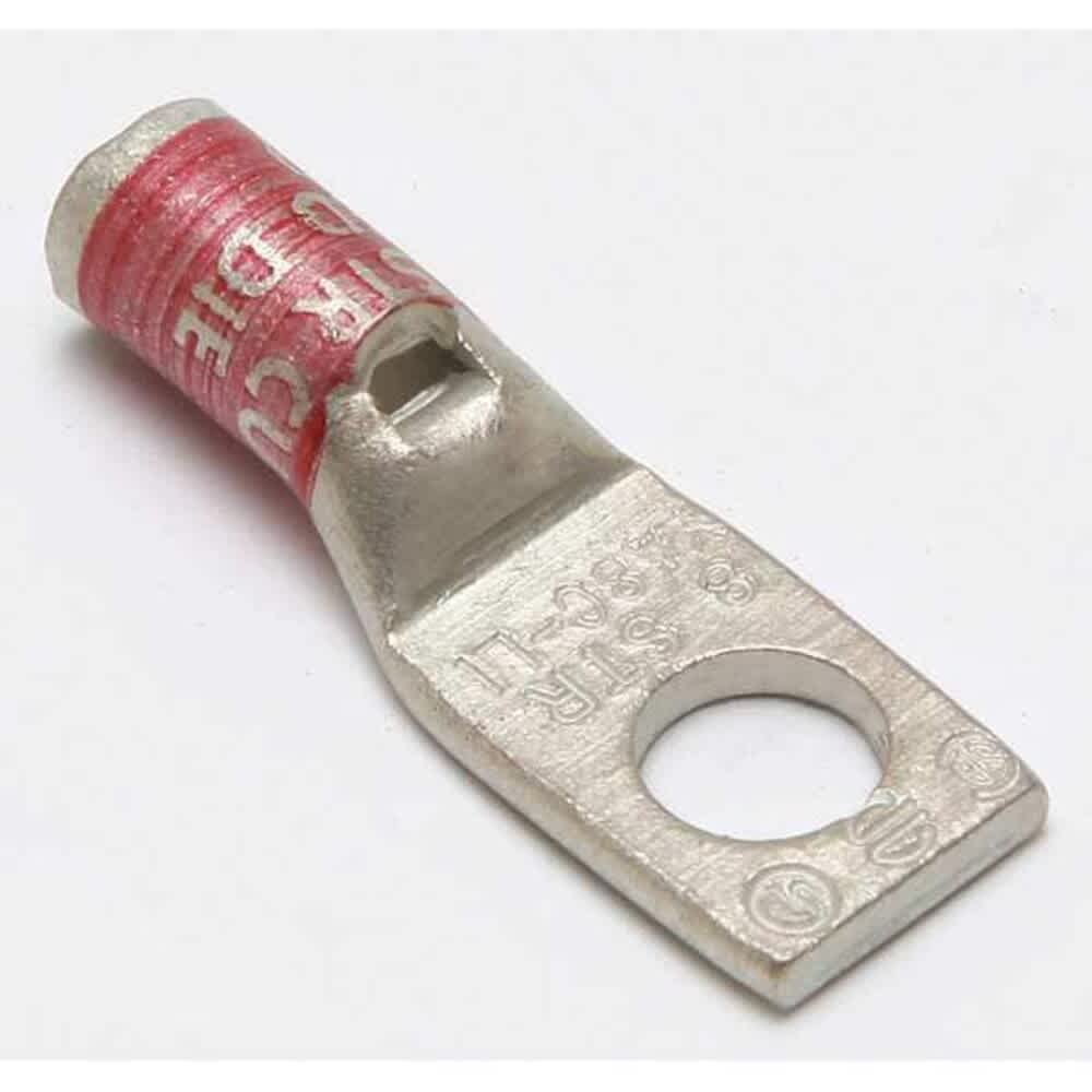 BURNDY One-Hole Compression Lug 8 AWG Max #6 Stud Standard Barrel Copper Red #YA8CLNT6